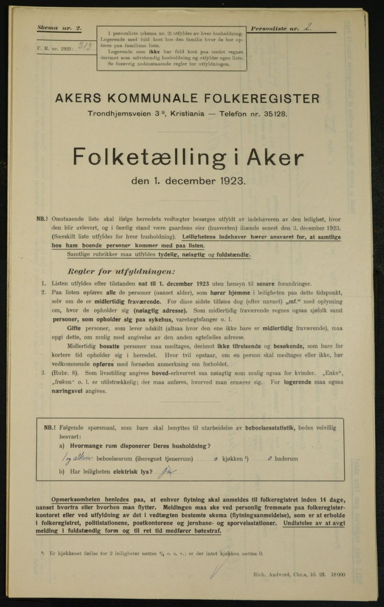 , Municipal Census 1923 for Aker, 1923, p. 24255