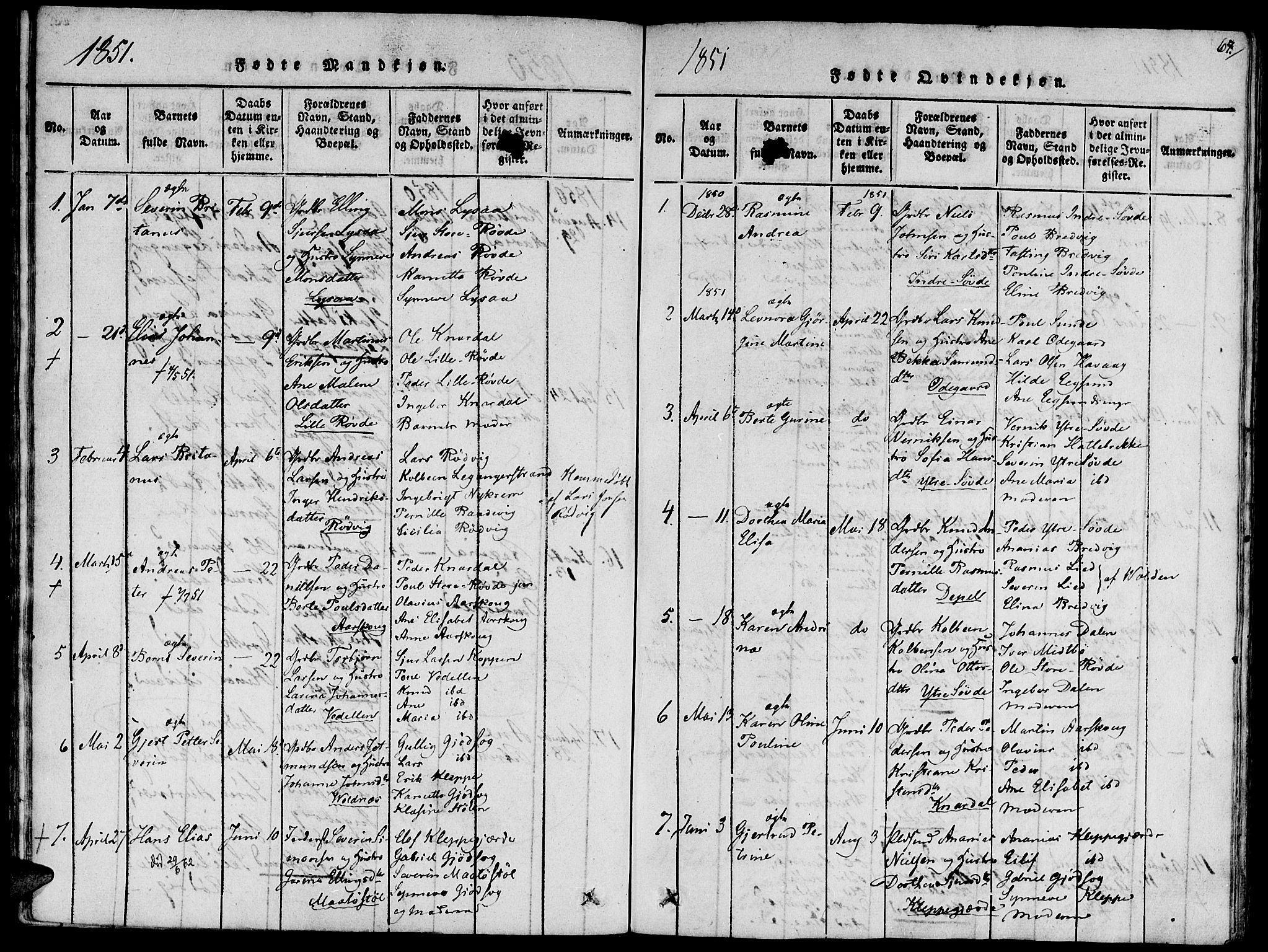 Ministerialprotokoller, klokkerbøker og fødselsregistre - Møre og Romsdal, SAT/A-1454/504/L0054: Parish register (official) no. 504A01, 1816-1861, p. 68