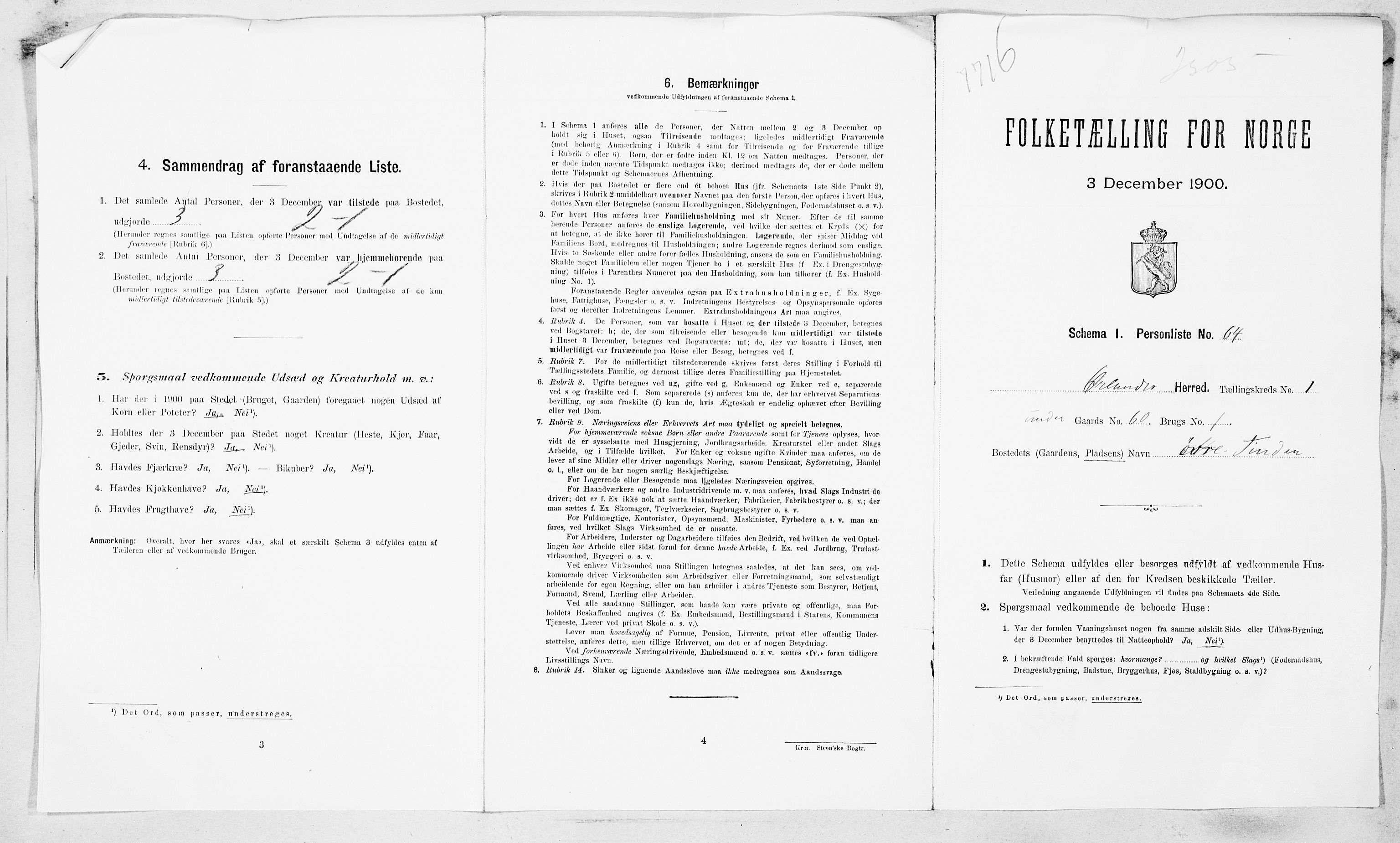 SAT, 1900 census for Ørland, 1900, p. 34