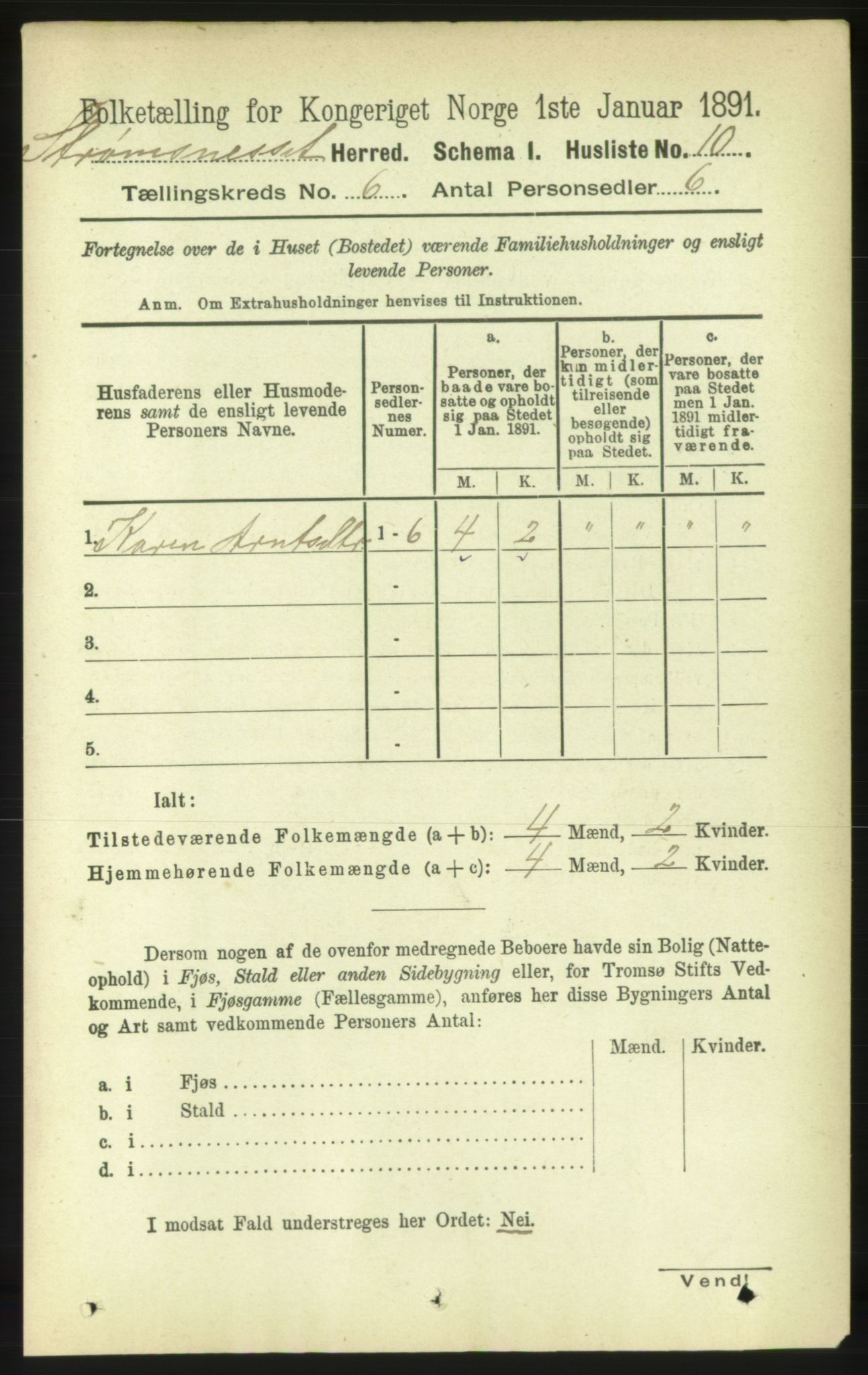 RA, 1891 census for 1559 Straumsnes, 1891, p. 1164