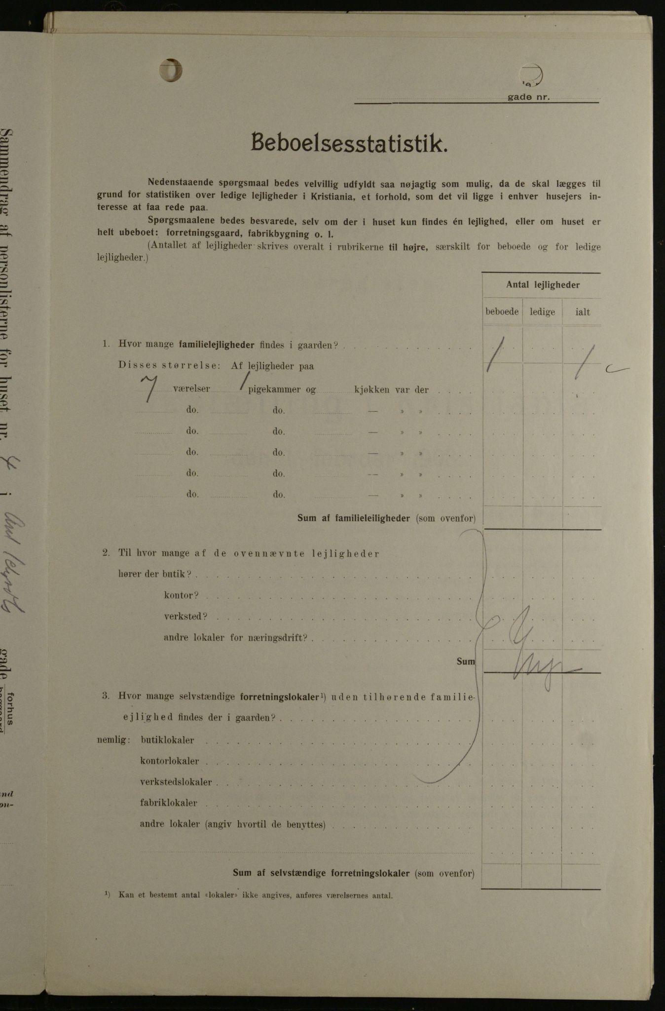 OBA, Municipal Census 1908 for Kristiania, 1908, p. 1539