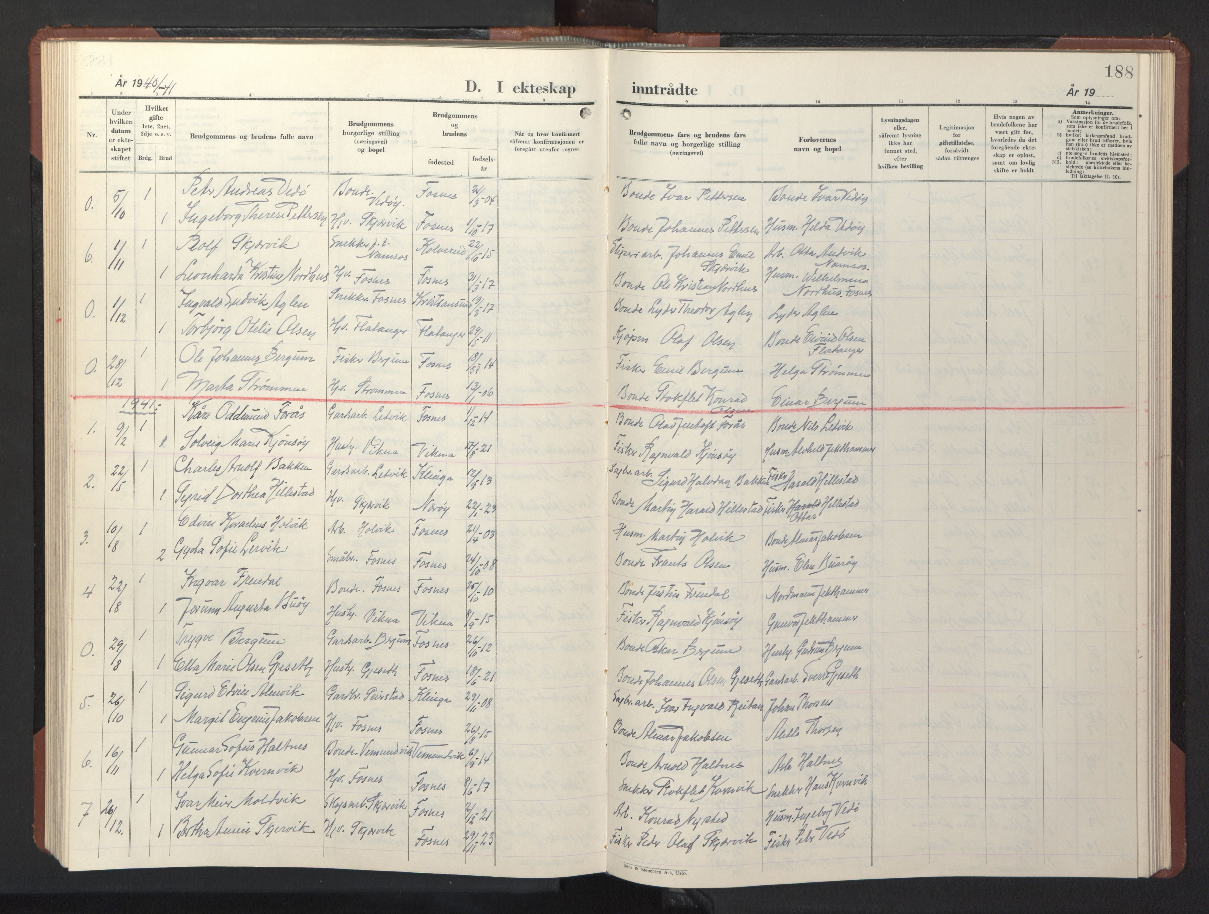 Ministerialprotokoller, klokkerbøker og fødselsregistre - Nord-Trøndelag, SAT/A-1458/773/L0625: Parish register (copy) no. 773C01, 1910-1952, p. 188