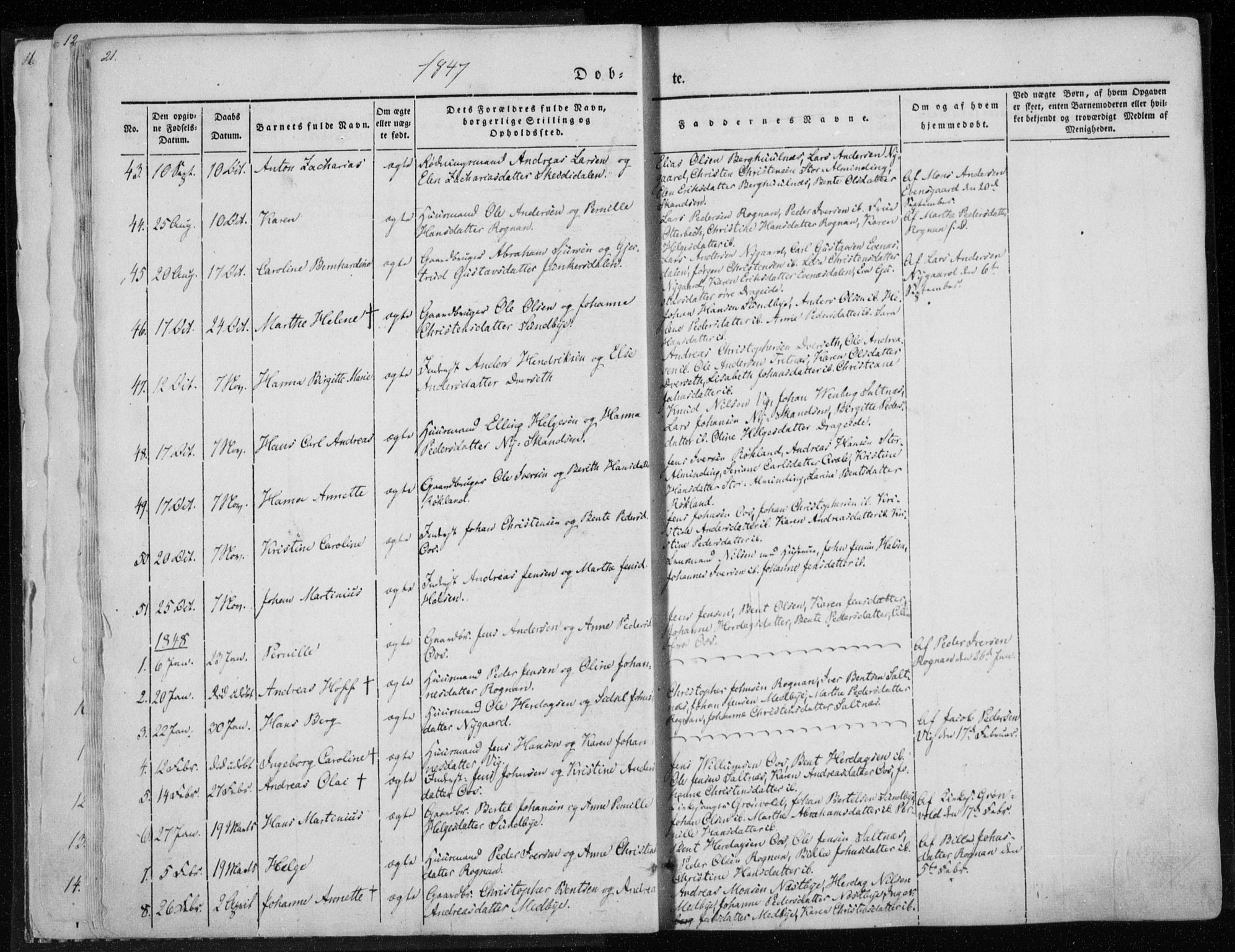 Ministerialprotokoller, klokkerbøker og fødselsregistre - Nordland, SAT/A-1459/847/L0666: Parish register (official) no. 847A06, 1842-1871, p. 21