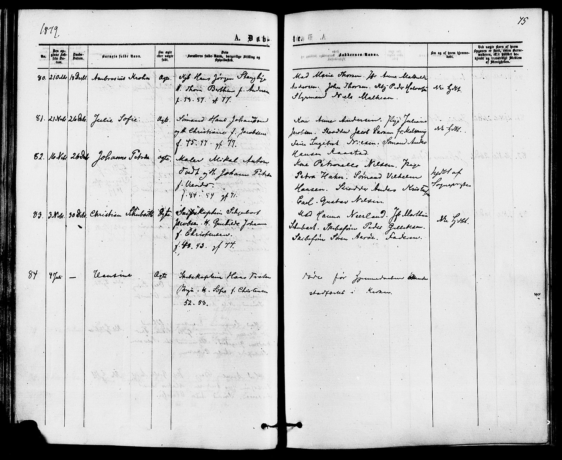 Sandefjord kirkebøker, SAKO/A-315/F/Fa/L0001: Parish register (official) no. 1, 1873-1879, p. 75