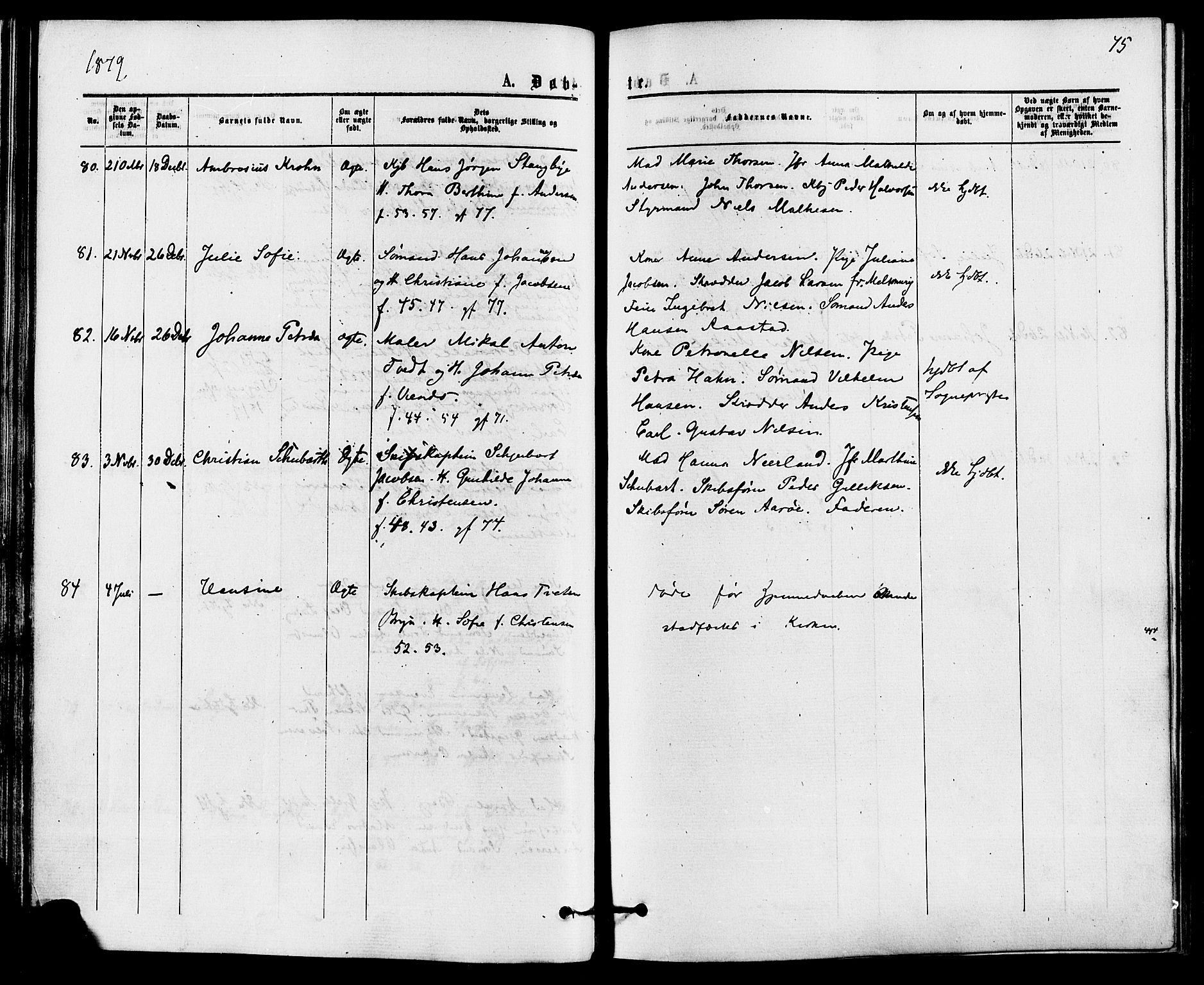 Sandefjord kirkebøker, AV/SAKO-A-315/F/Fa/L0001: Parish register (official) no. 1, 1873-1879, p. 75