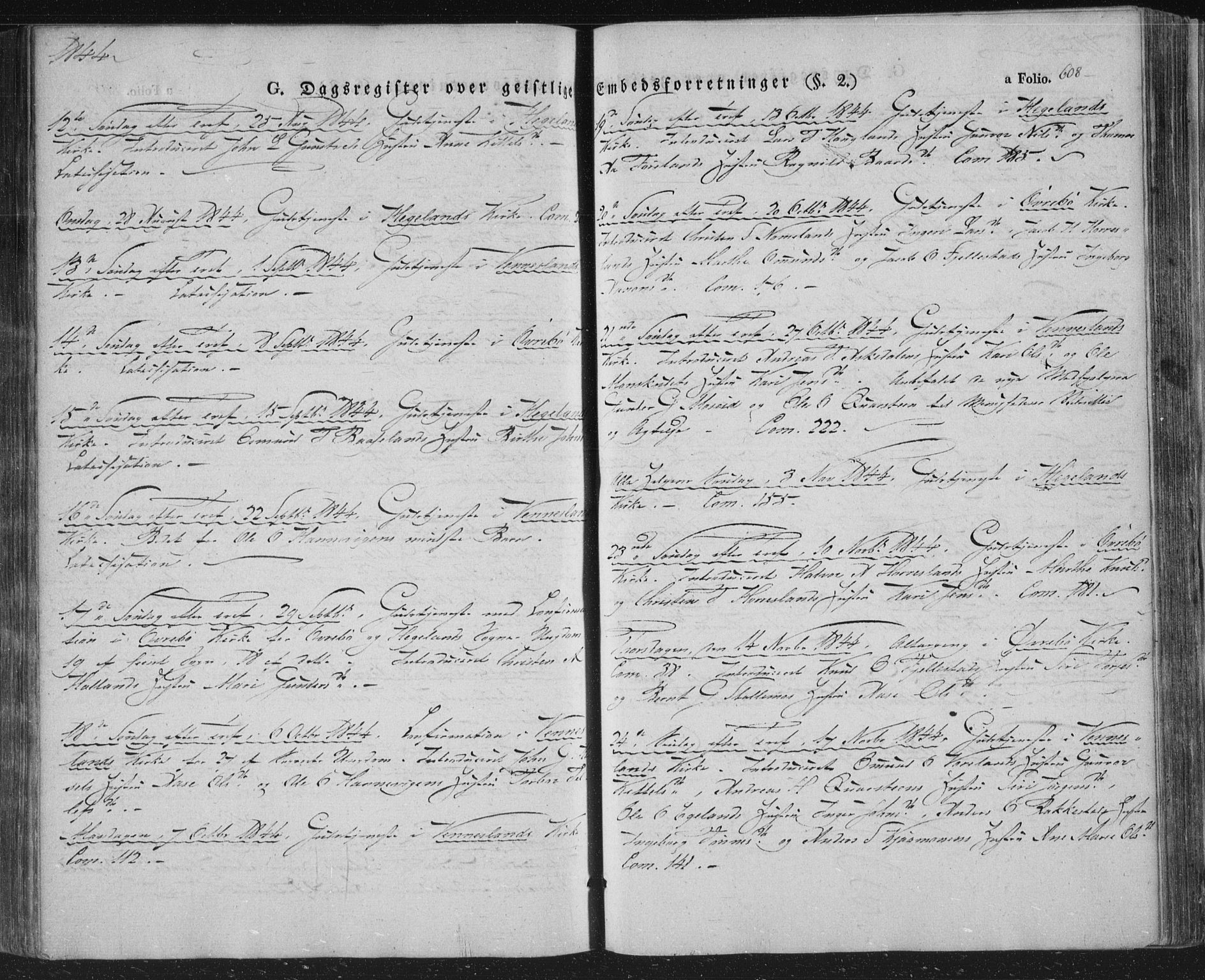 Vennesla sokneprestkontor, SAK/1111-0045/Fa/Fac/L0004: Parish register (official) no. A 4, 1834-1855, p. 608