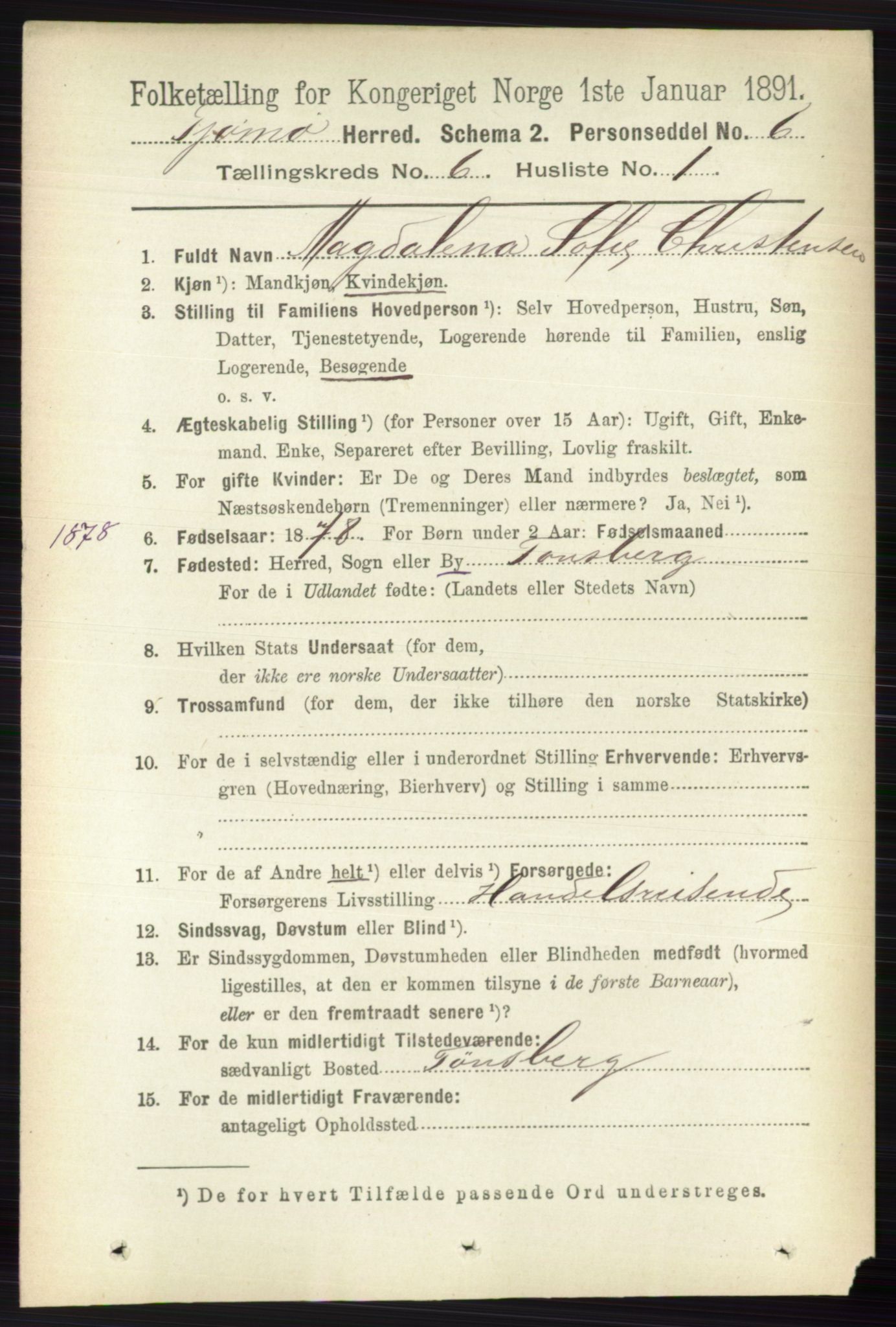 RA, 1891 census for 0723 Tjøme, 1891, p. 2115