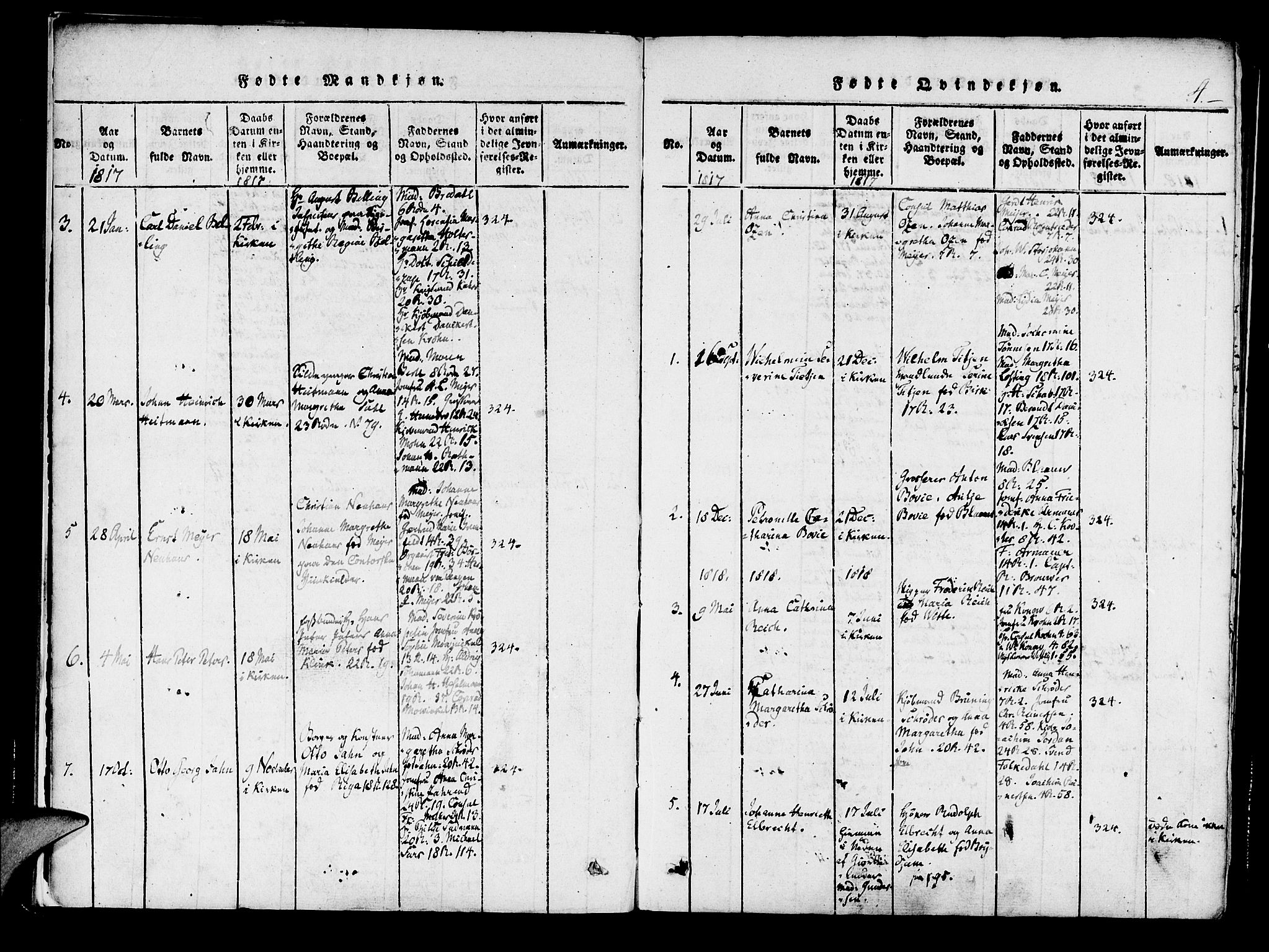 Mariakirken Sokneprestembete, SAB/A-76901/H/Haa/L0005: Parish register (official) no. A 5, 1815-1845, p. 4