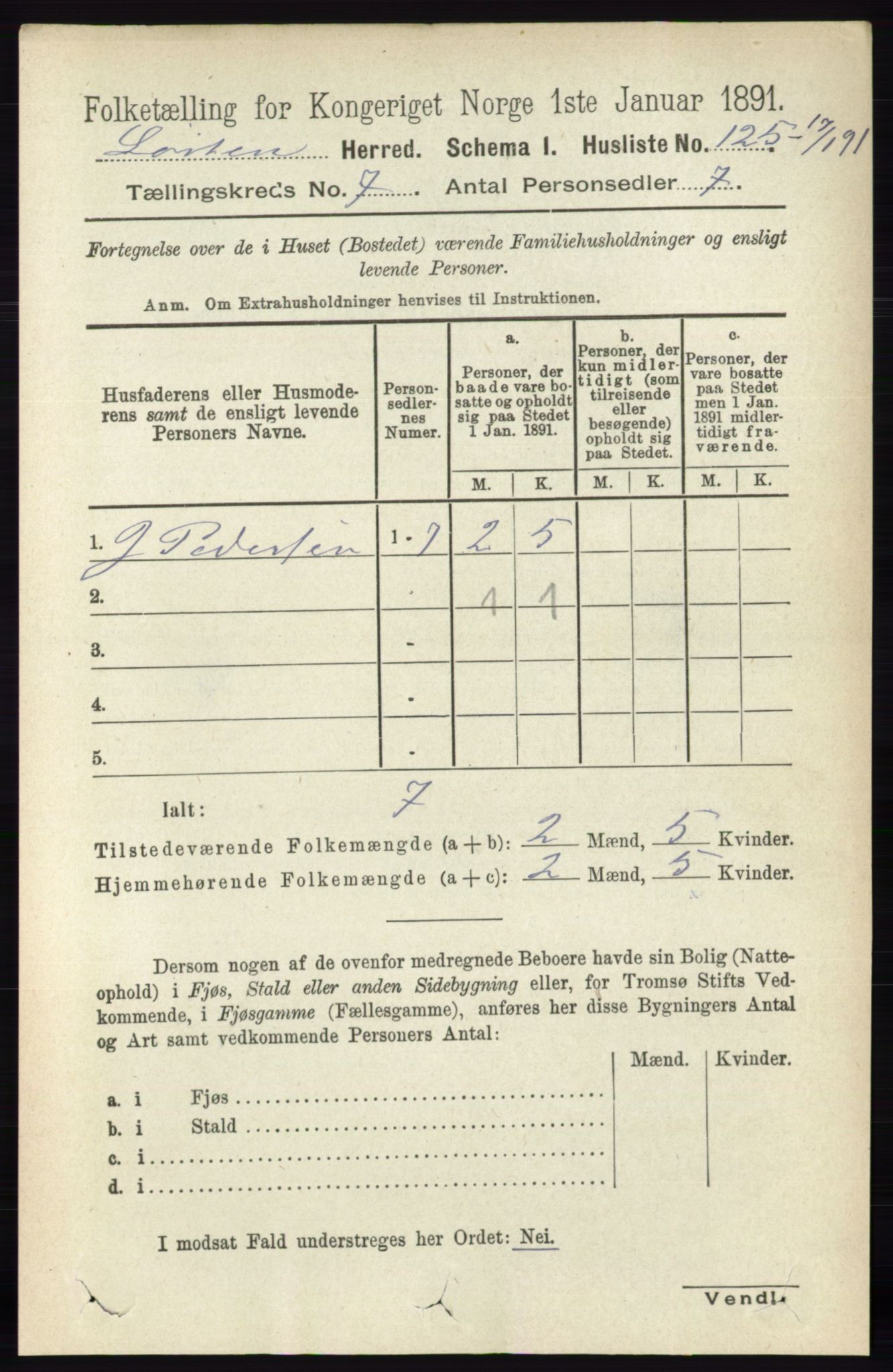 RA, 1891 census for 0415 Løten, 1891, p. 4393