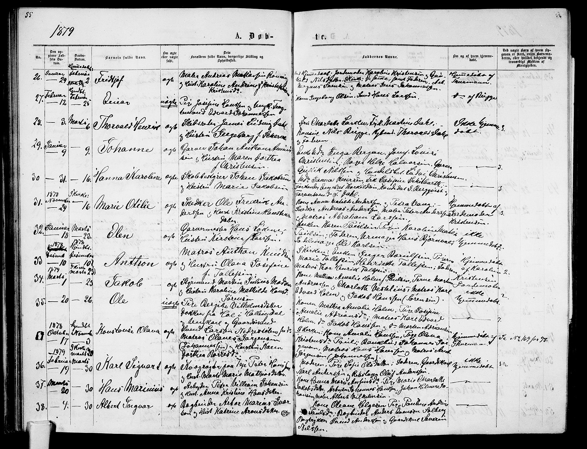 Tønsberg kirkebøker, AV/SAKO-A-330/G/Ga/L0005: Parish register (copy) no. 5, 1875-1885, p. 55