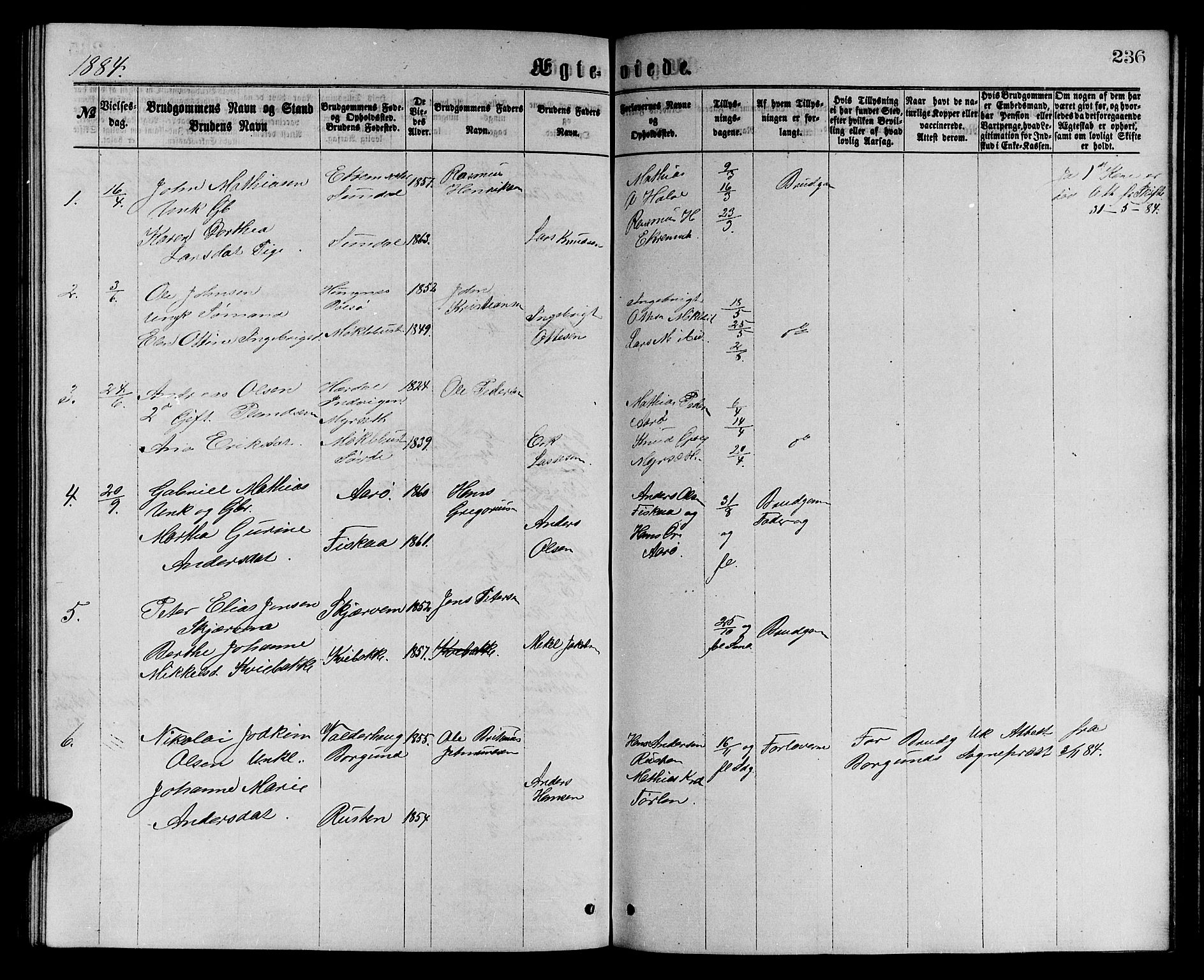 Ministerialprotokoller, klokkerbøker og fødselsregistre - Møre og Romsdal, SAT/A-1454/501/L0016: Parish register (copy) no. 501C02, 1868-1884, p. 236
