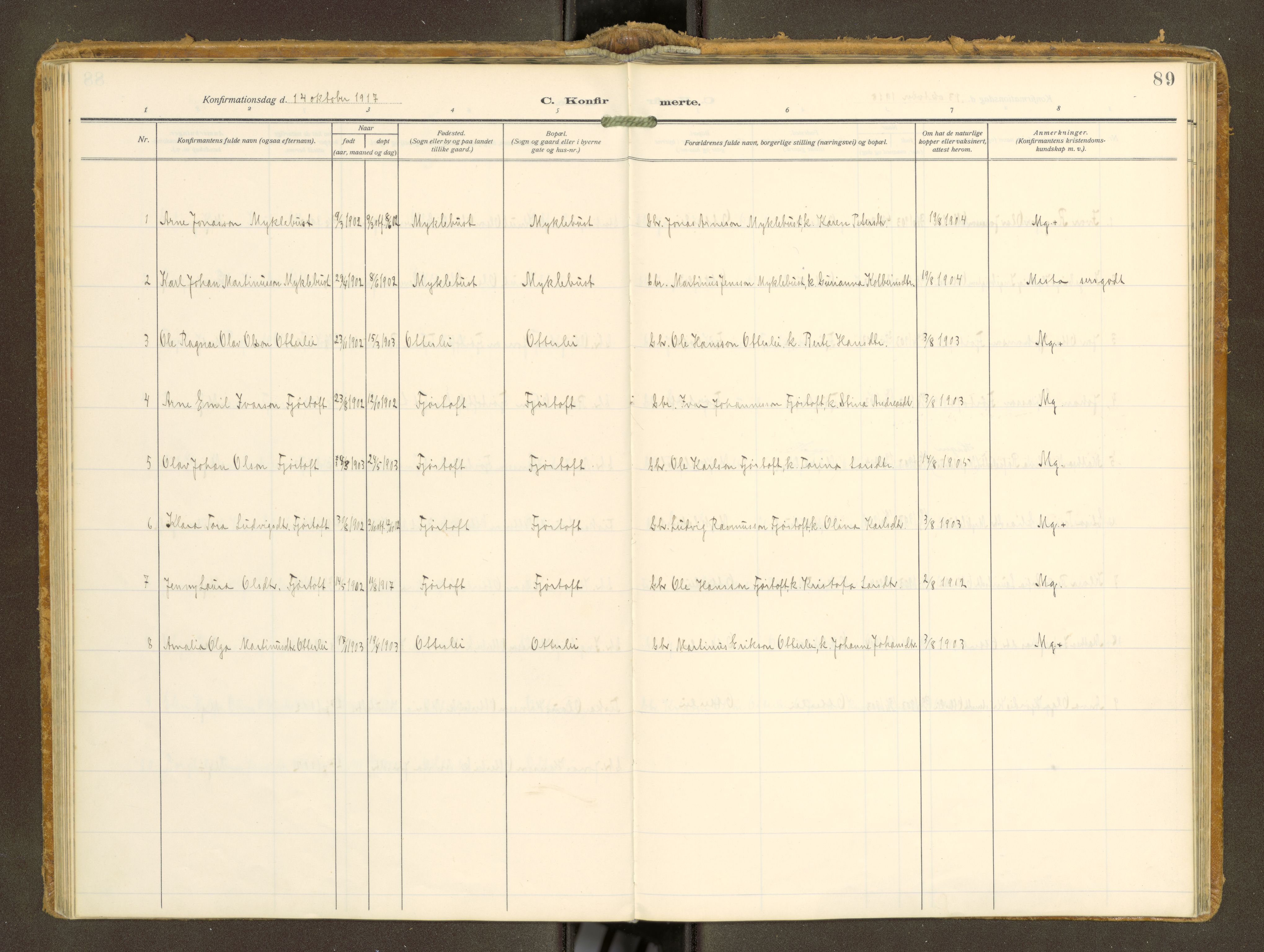 Ministerialprotokoller, klokkerbøker og fødselsregistre - Møre og Romsdal, AV/SAT-A-1454/538/L0528: Parish register (official) no. 538A--, 1911-1935, p. 89