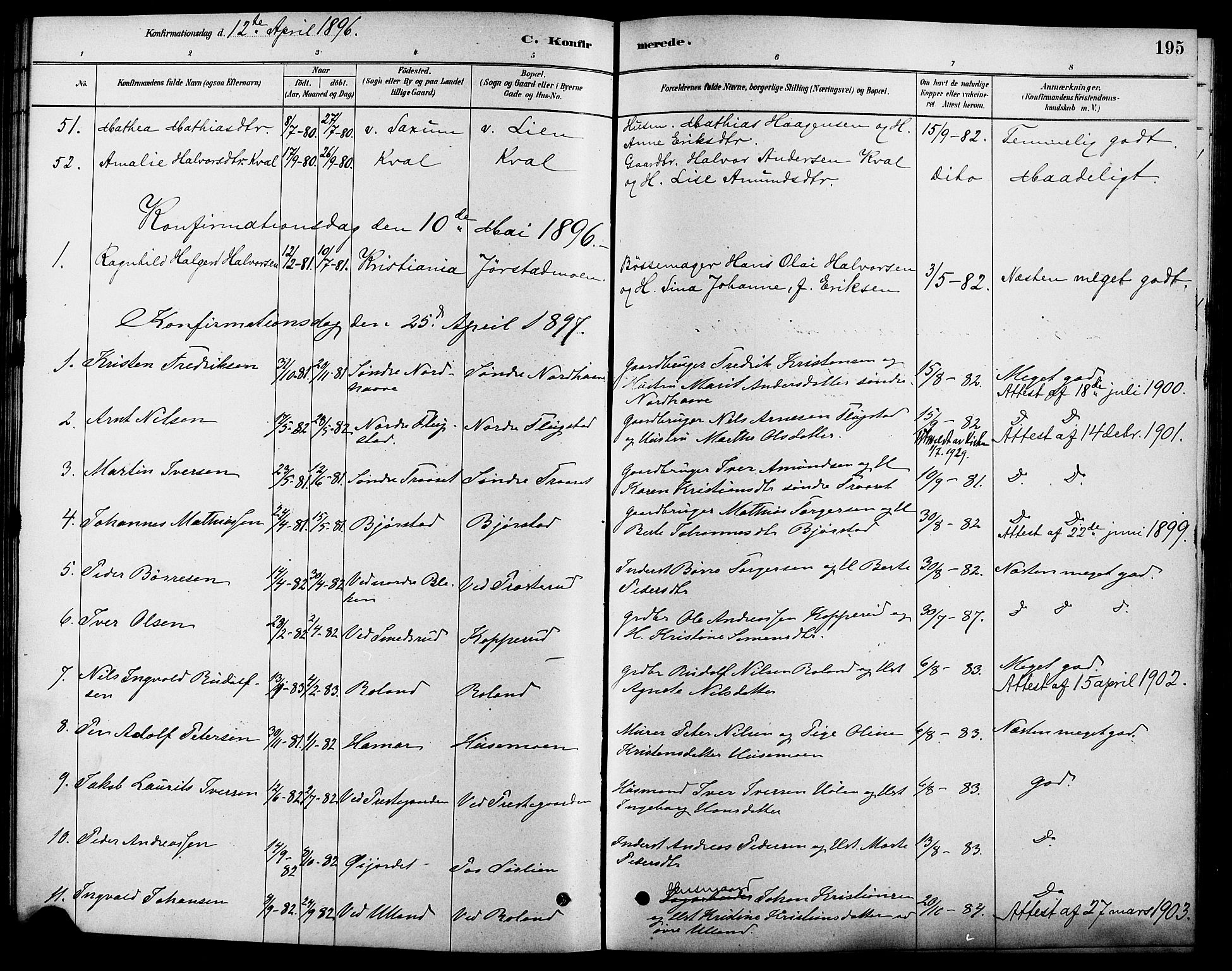 Fåberg prestekontor, AV/SAH-PREST-086/H/Ha/Haa/L0008: Parish register (official) no. 8, 1879-1898, p. 195