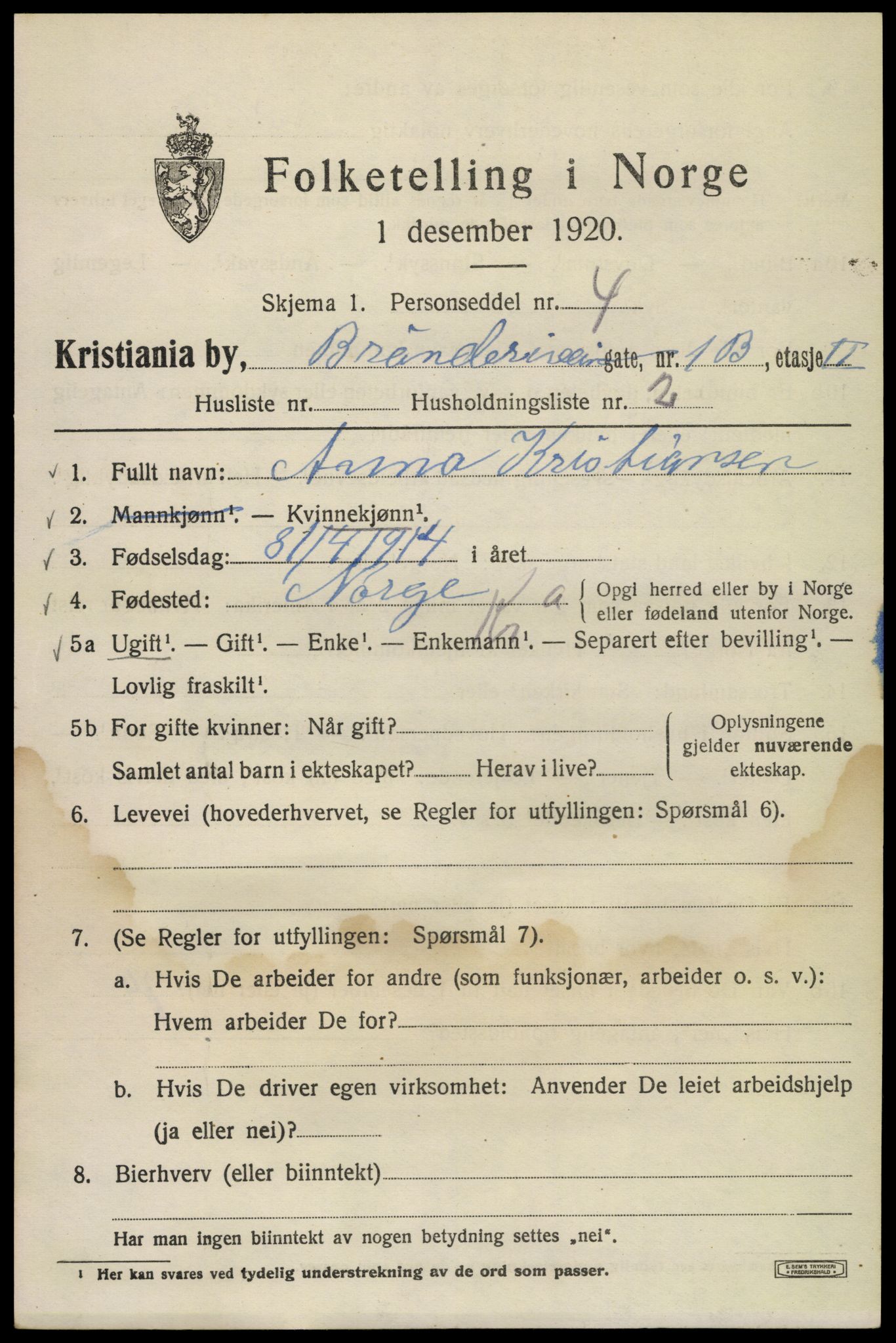 SAO, 1920 census for Kristiania, 1920, p. 175759