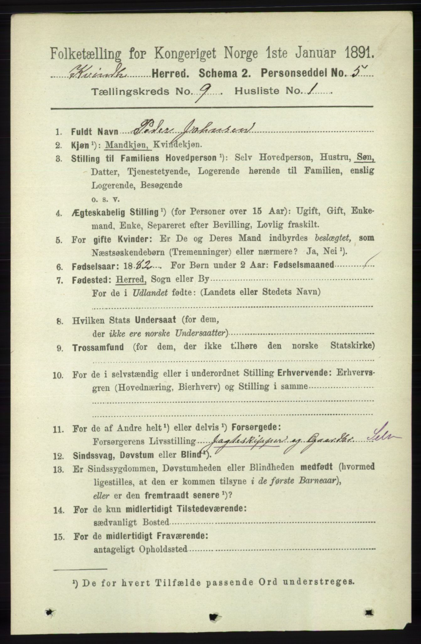 RA, 1891 census for 1224 Kvinnherad, 1891, p. 3307