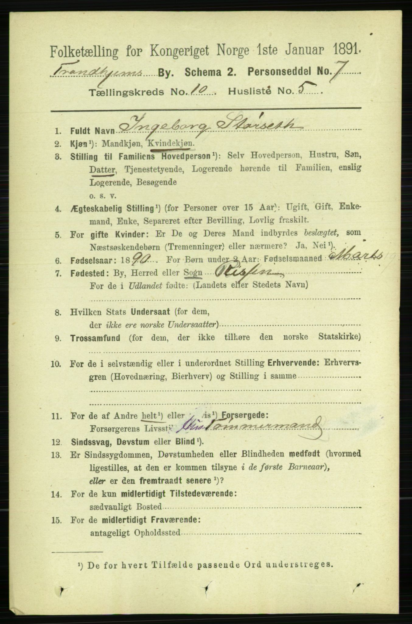 RA, 1891 census for 1601 Trondheim, 1891, p. 8422