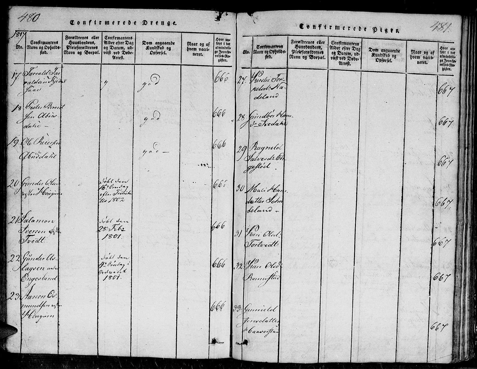 Evje sokneprestkontor, AV/SAK-1111-0008/F/Fa/Faa/L0004: Parish register (official) no. A 4, 1816-1840, p. 480-481