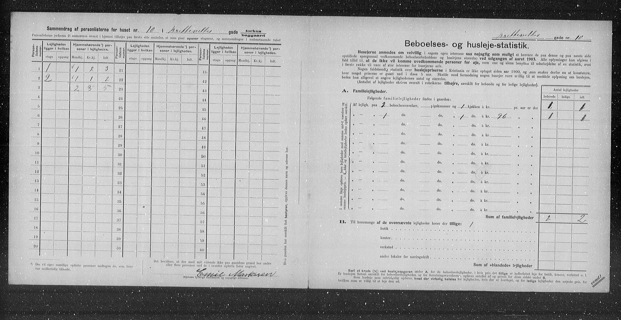 OBA, Municipal Census 1905 for Kristiania, 1905, p. 4380