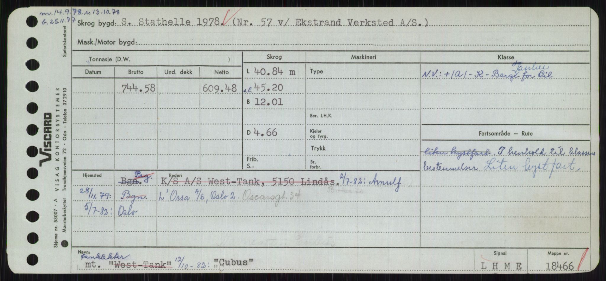 Sjøfartsdirektoratet med forløpere, Skipsmålingen, RA/S-1627/H/Hc/L0001: Lektere, A-Y, p. 97