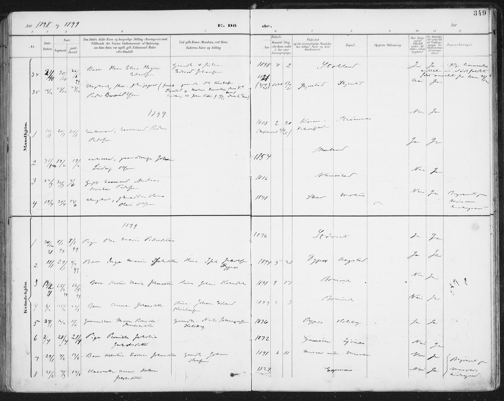 Ministerialprotokoller, klokkerbøker og fødselsregistre - Nordland, SAT/A-1459/852/L0741: Parish register (official) no. 852A11, 1894-1917, p. 349