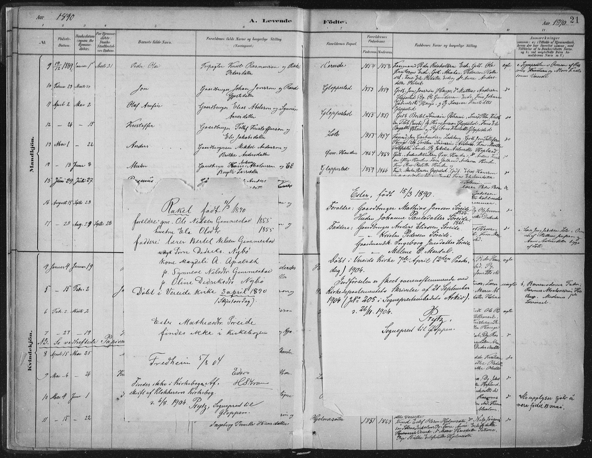 Gloppen sokneprestembete, AV/SAB-A-80101/H/Haa/Haab/L0001: Parish register (official) no. B  1, 1885-1905, p. 21