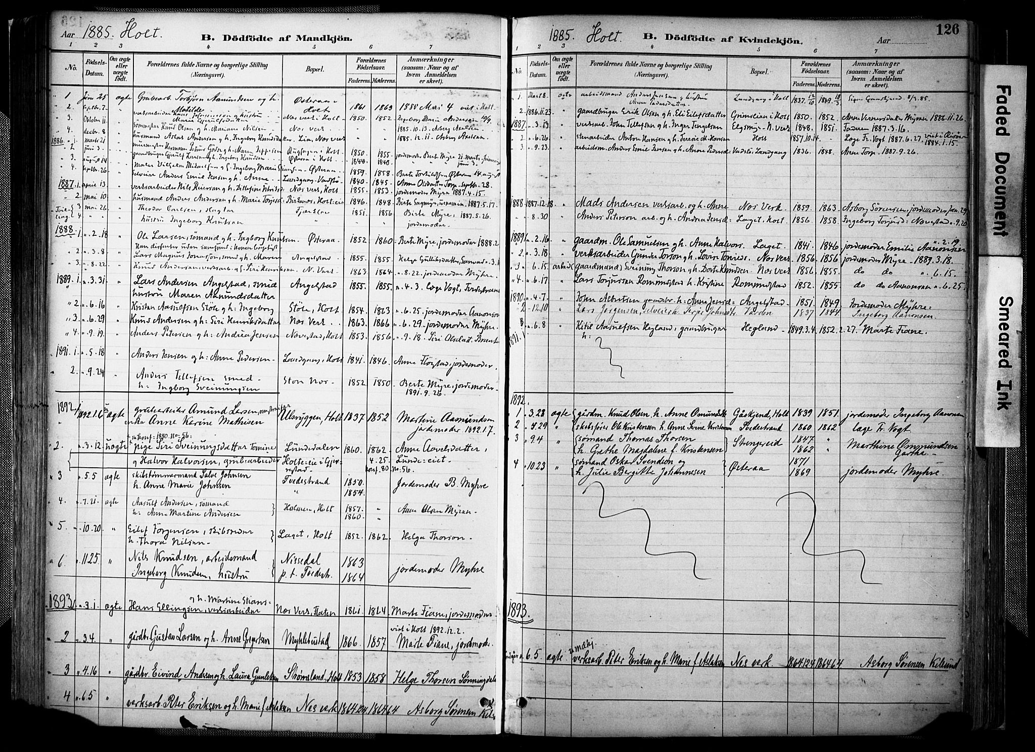 Holt sokneprestkontor, AV/SAK-1111-0021/F/Fa/L0012: Parish register (official) no. A 12, 1885-1907, p. 126