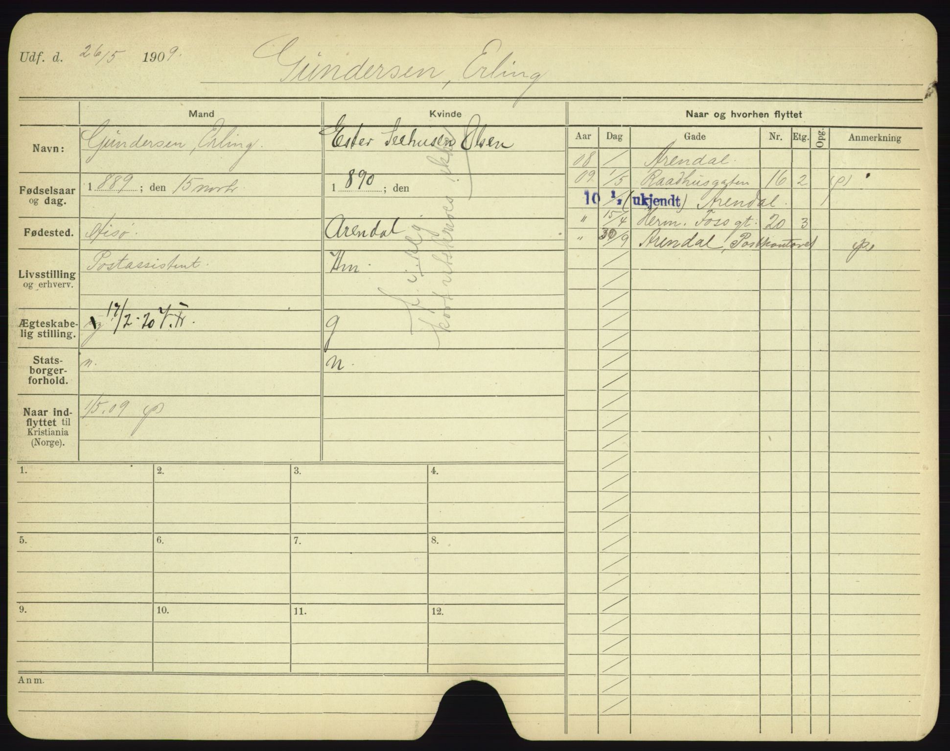 Oslo folkeregister, Registerkort, AV/SAO-A-11715/F/Fa/Fac/L0003: Menn, 1906-1914, p. 813a