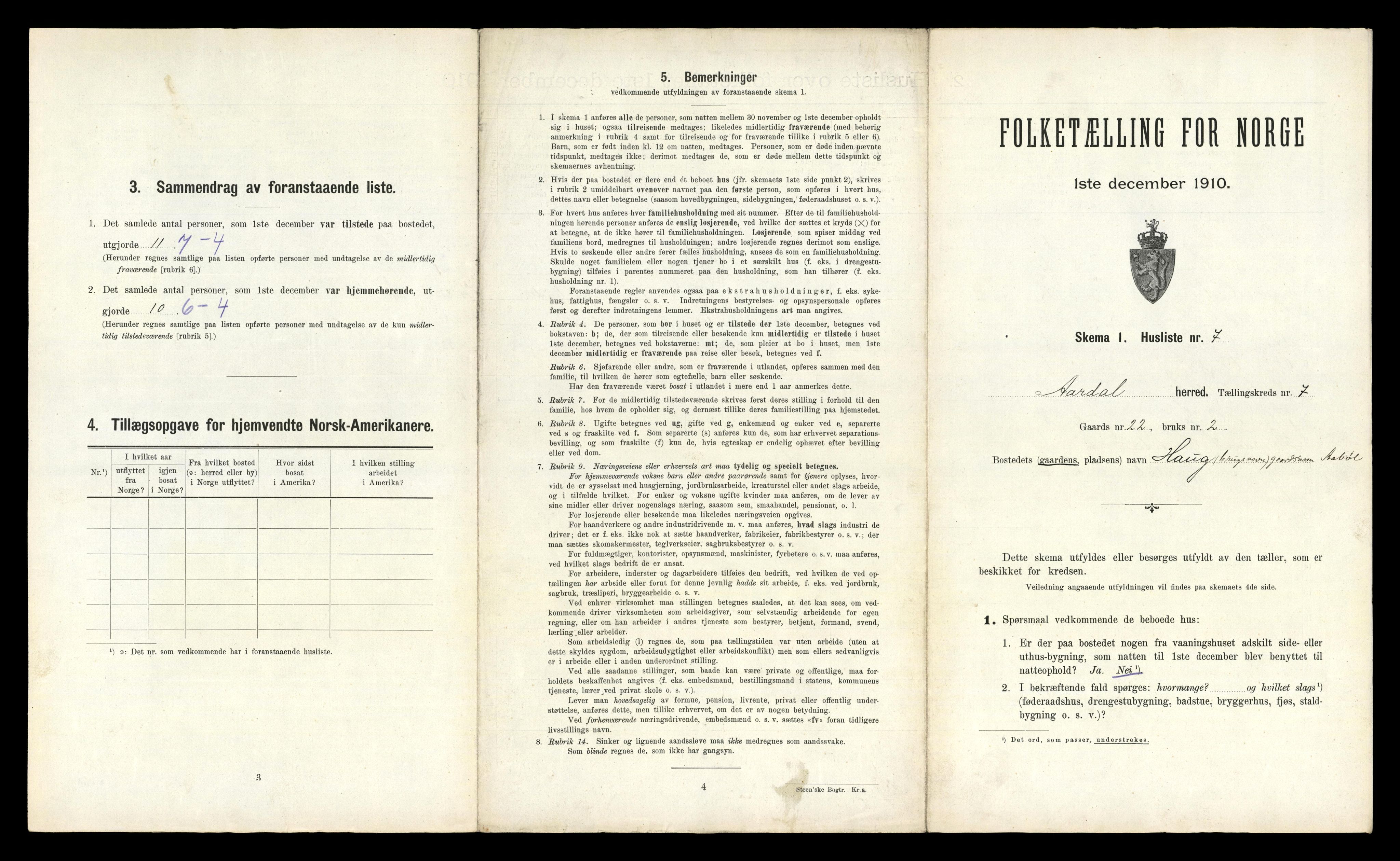 RA, 1910 census for Årdal, 1910, p. 470