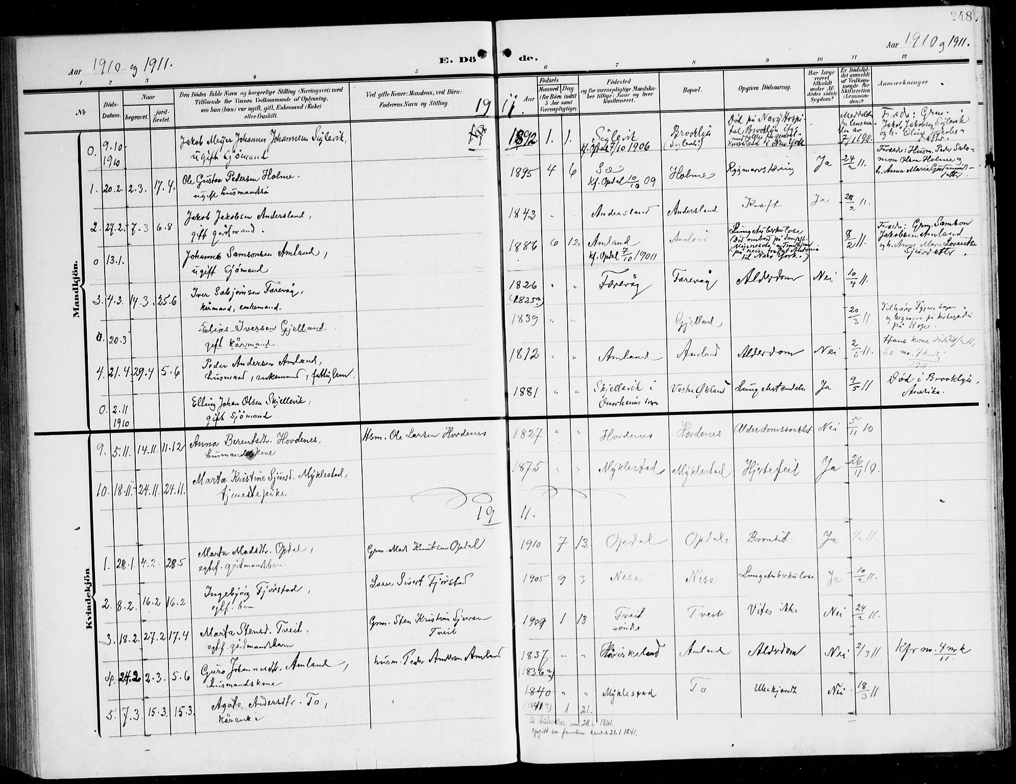 Tysnes sokneprestembete, AV/SAB-A-78601/H/Haa: Parish register (official) no. D 2, 1905-1922, p. 248