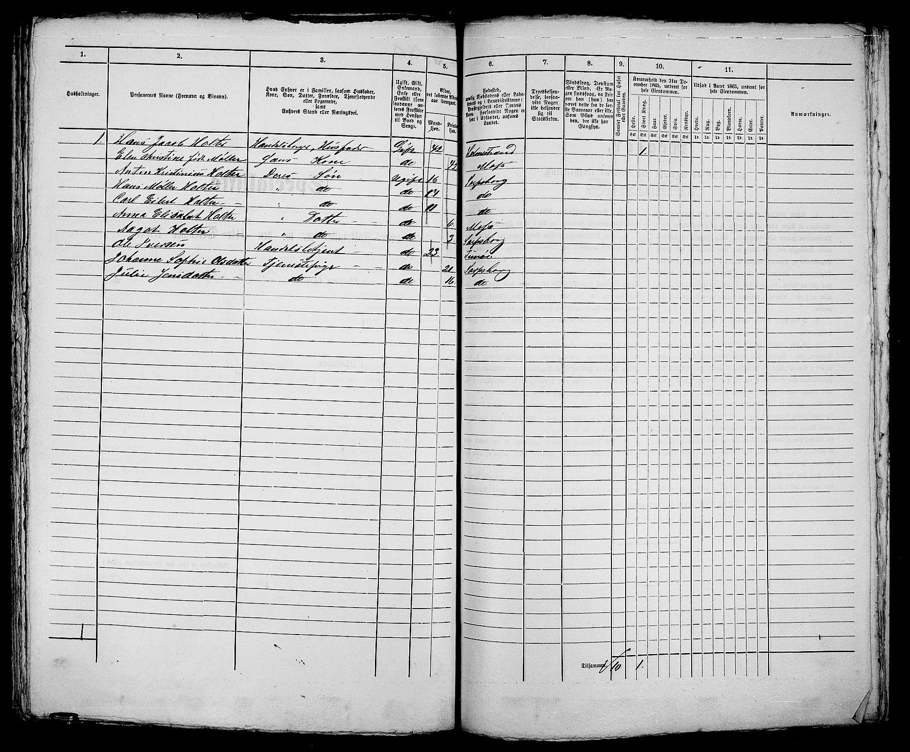 RA, 1865 census for Sarpsborg, 1865, p. 368