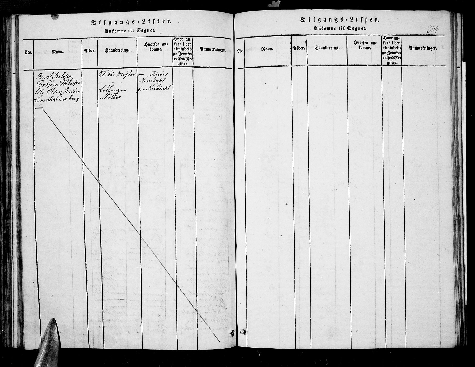 Søndeled sokneprestkontor, AV/SAK-1111-0038/F/Fb/L0002: Parish register (copy) no. B 2, 1816-1839, p. 304