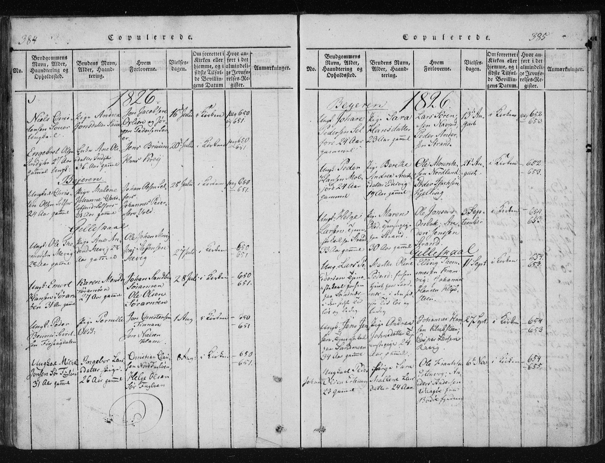 Ministerialprotokoller, klokkerbøker og fødselsregistre - Nordland, AV/SAT-A-1459/805/L0096: Parish register (official) no. 805A03, 1820-1837, p. 384-385