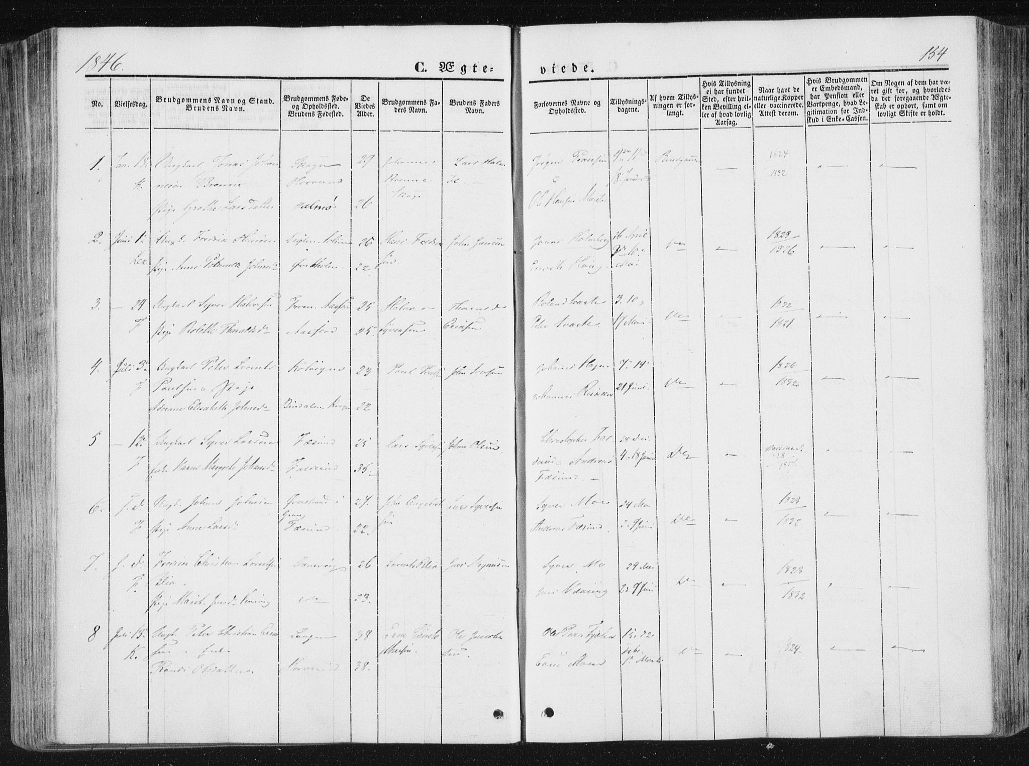 Ministerialprotokoller, klokkerbøker og fødselsregistre - Nord-Trøndelag, SAT/A-1458/780/L0640: Parish register (official) no. 780A05, 1845-1856, p. 154