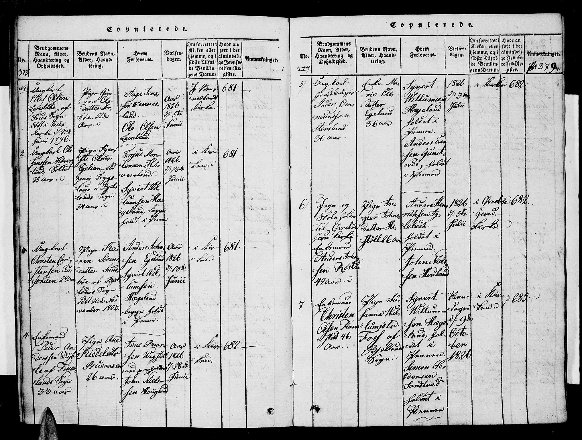 Vennesla sokneprestkontor, AV/SAK-1111-0045/Fa/Faa/L0003: Parish register (official) no. A 3, 1820-1834, p. 378-379