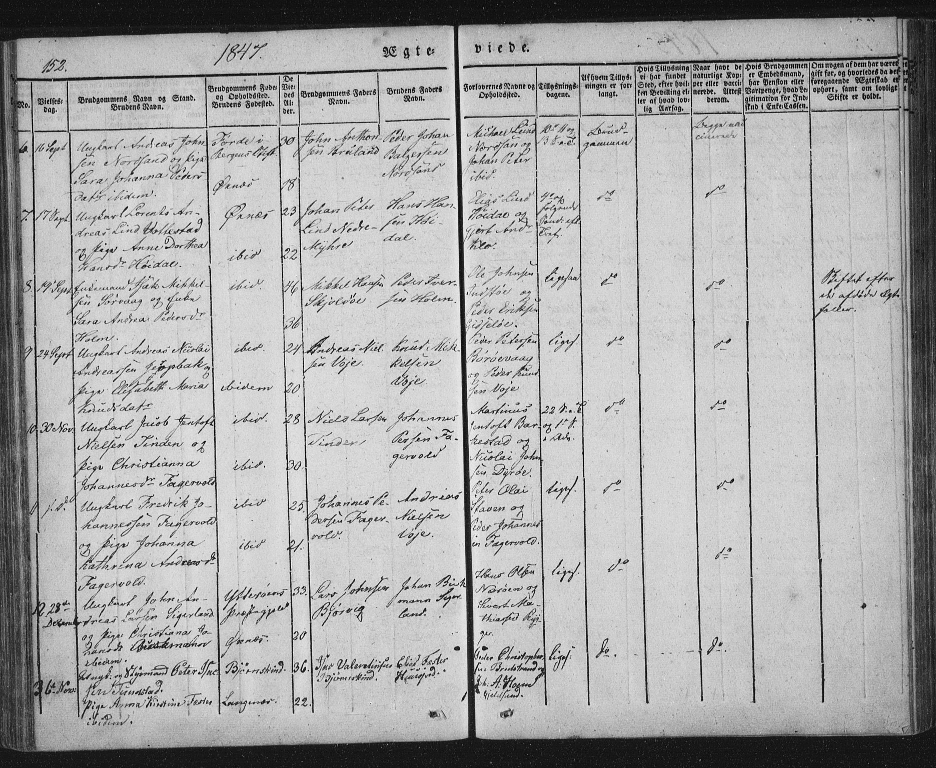 Ministerialprotokoller, klokkerbøker og fødselsregistre - Nordland, AV/SAT-A-1459/893/L1332: Parish register (official) no. 893A05, 1841-1858, p. 152