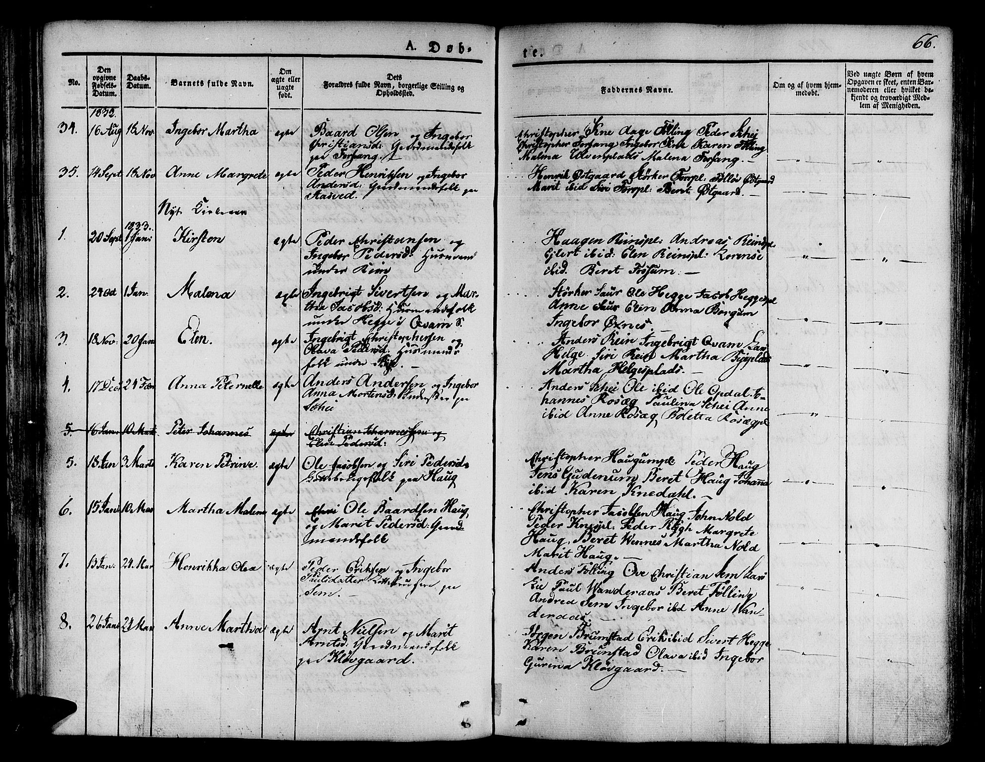 Ministerialprotokoller, klokkerbøker og fødselsregistre - Nord-Trøndelag, AV/SAT-A-1458/746/L0445: Parish register (official) no. 746A04, 1826-1846, p. 66