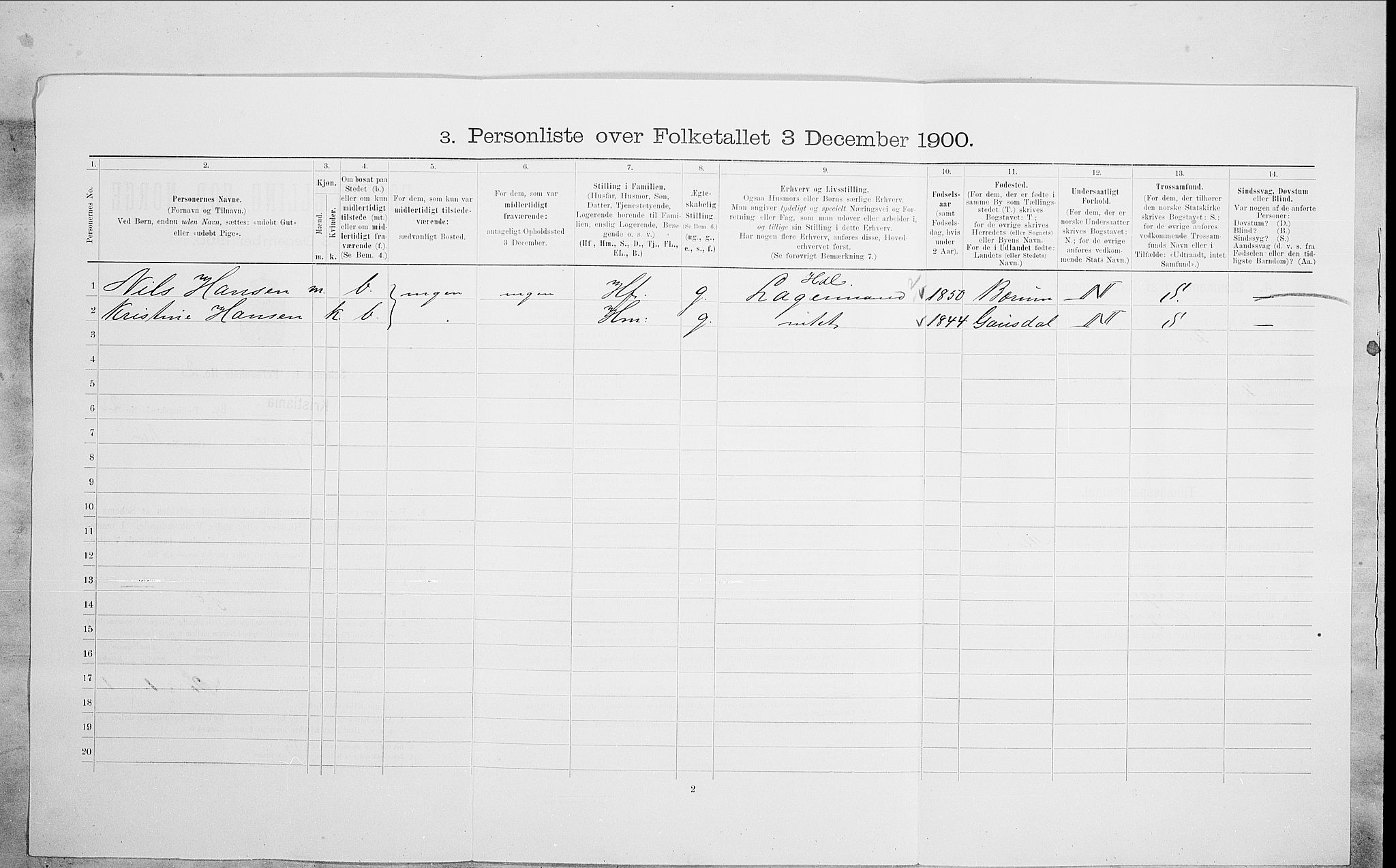 SAO, 1900 census for Kristiania, 1900, p. 84943