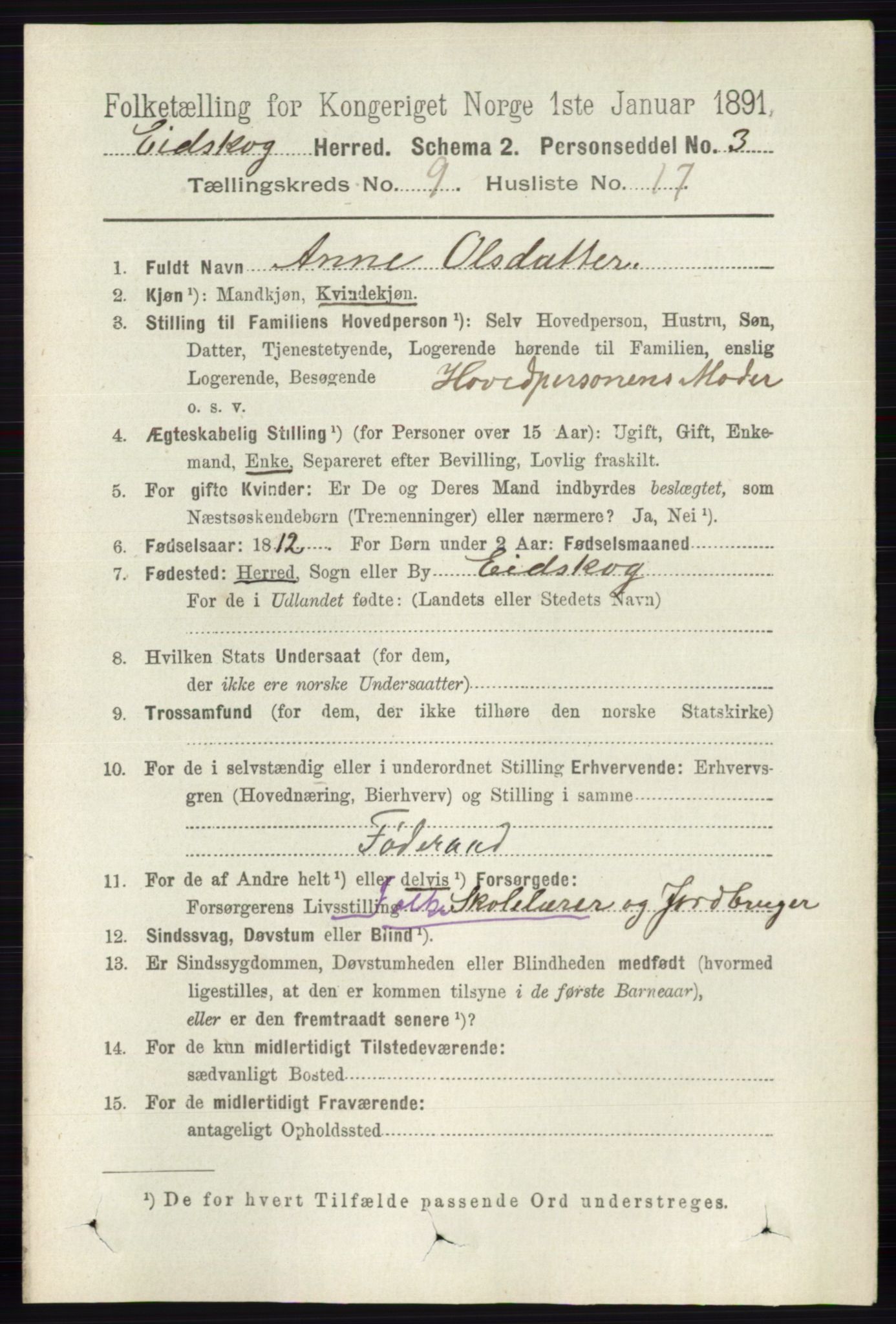 RA, 1891 census for 0420 Eidskog, 1891, p. 5514