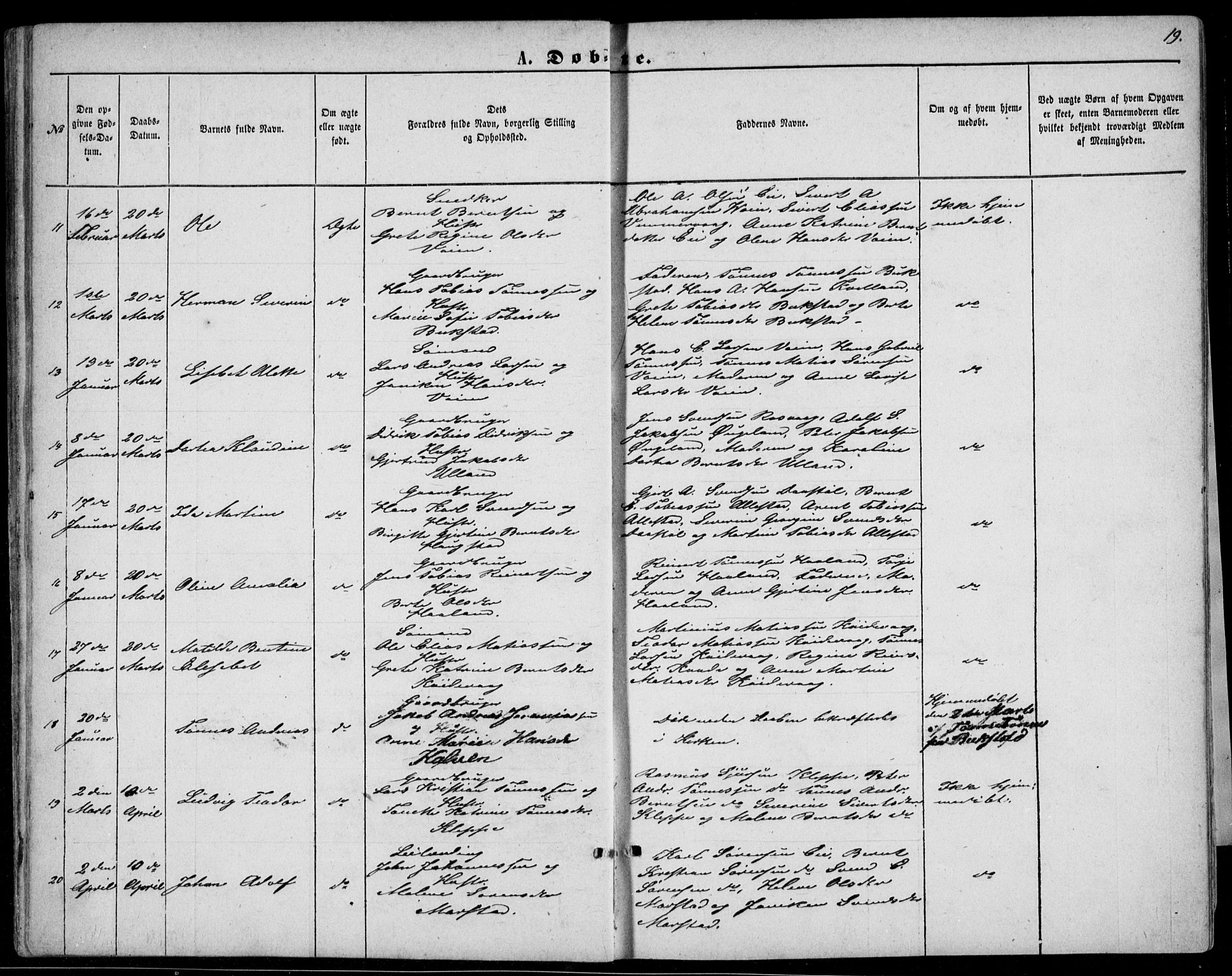 Flekkefjord sokneprestkontor, AV/SAK-1111-0012/F/Fb/Fbb/L0003: Parish register (copy) no. B 3, 1867-1889, p. 19