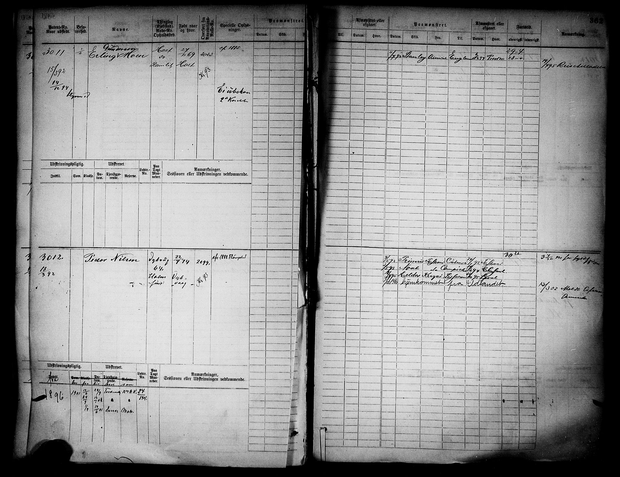 Tvedestrand mønstringskrets, SAK/2031-0011/F/Fb/L0004: Hovedrulle A nr 2289-3056, R-5, 1880-1910, p. 375