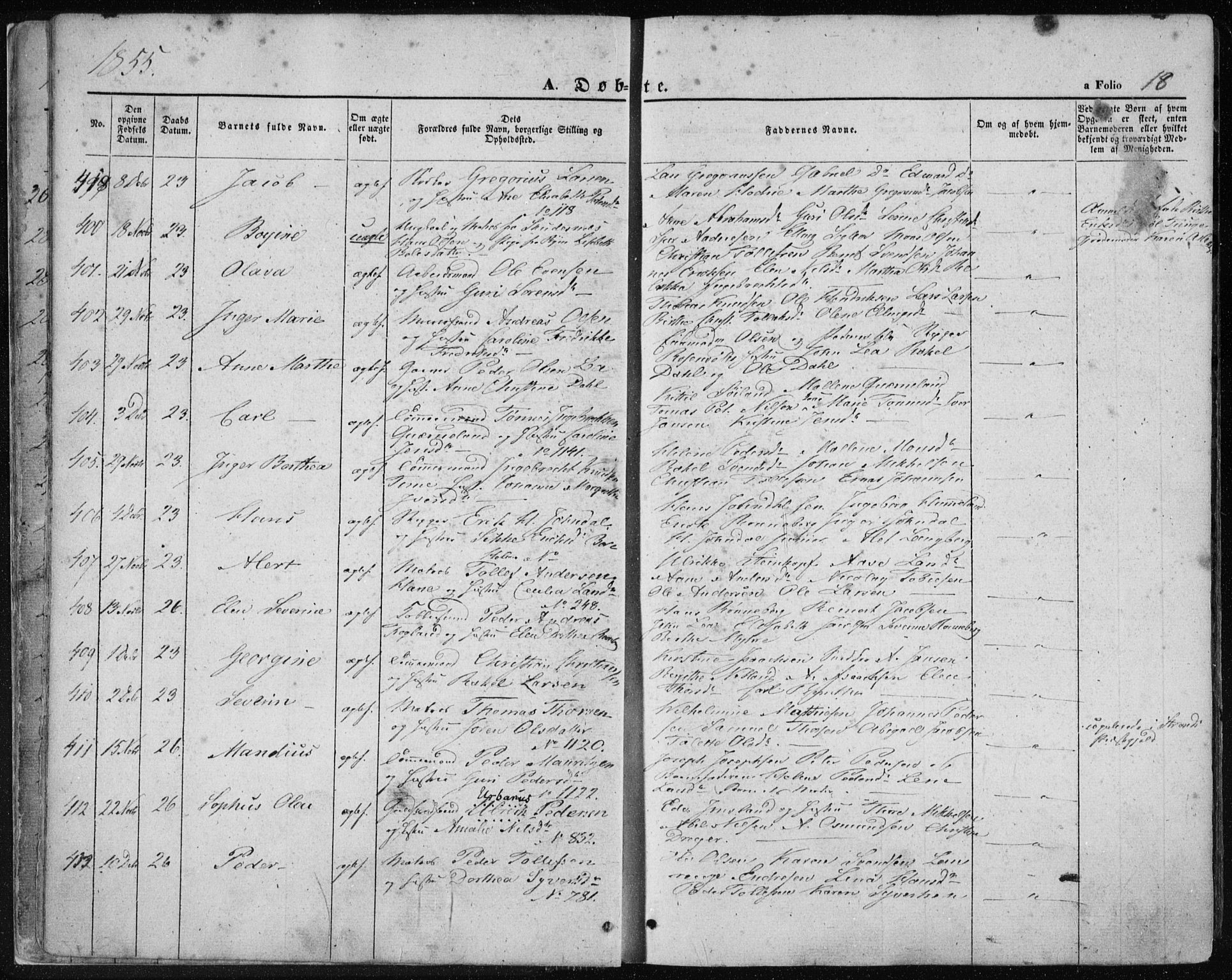 Domkirken sokneprestkontor, SAST/A-101812/001/30/30BA/L0017: Parish register (official) no. A 16, 1855-1867, p. 18