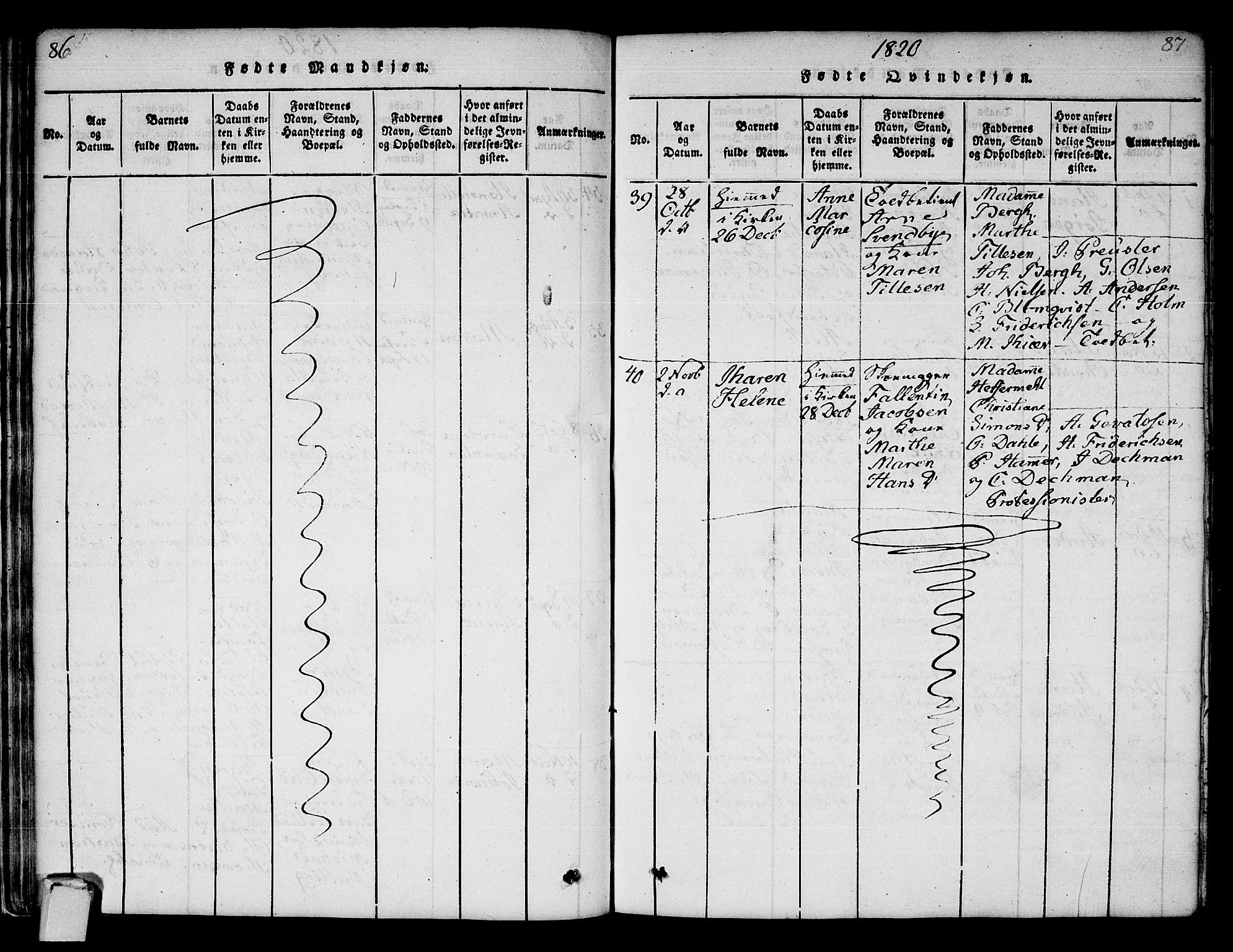 Strømsø kirkebøker, AV/SAKO-A-246/F/Fa/L0011: Parish register (official) no. I 11, 1815-1829, p. 86-87