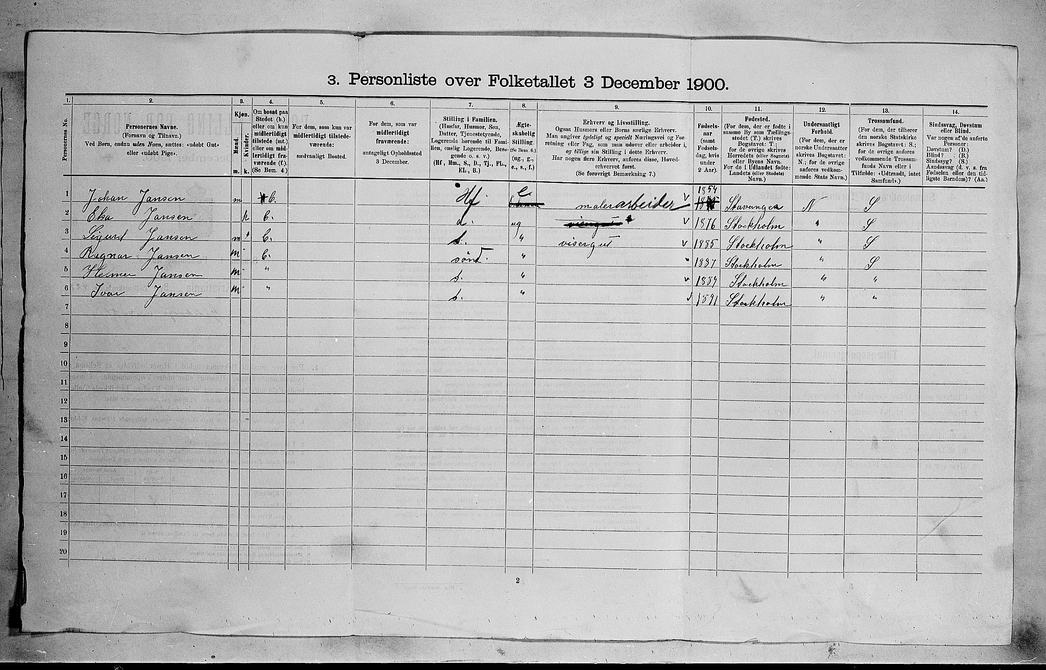 SAO, 1900 census for Kristiania, 1900, p. 31585