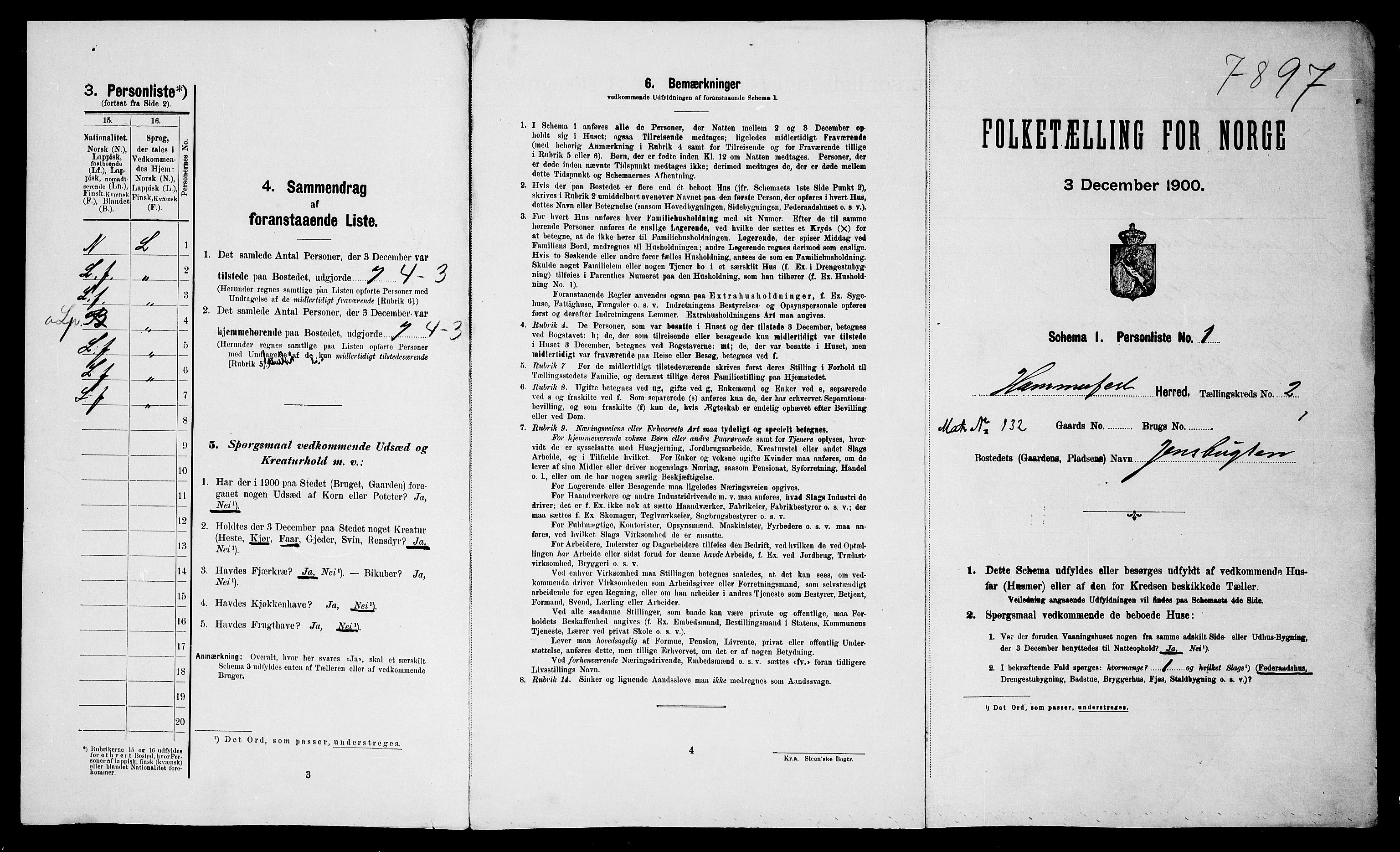 SATØ, 1900 census for Hammerfest, 1900, p. 121