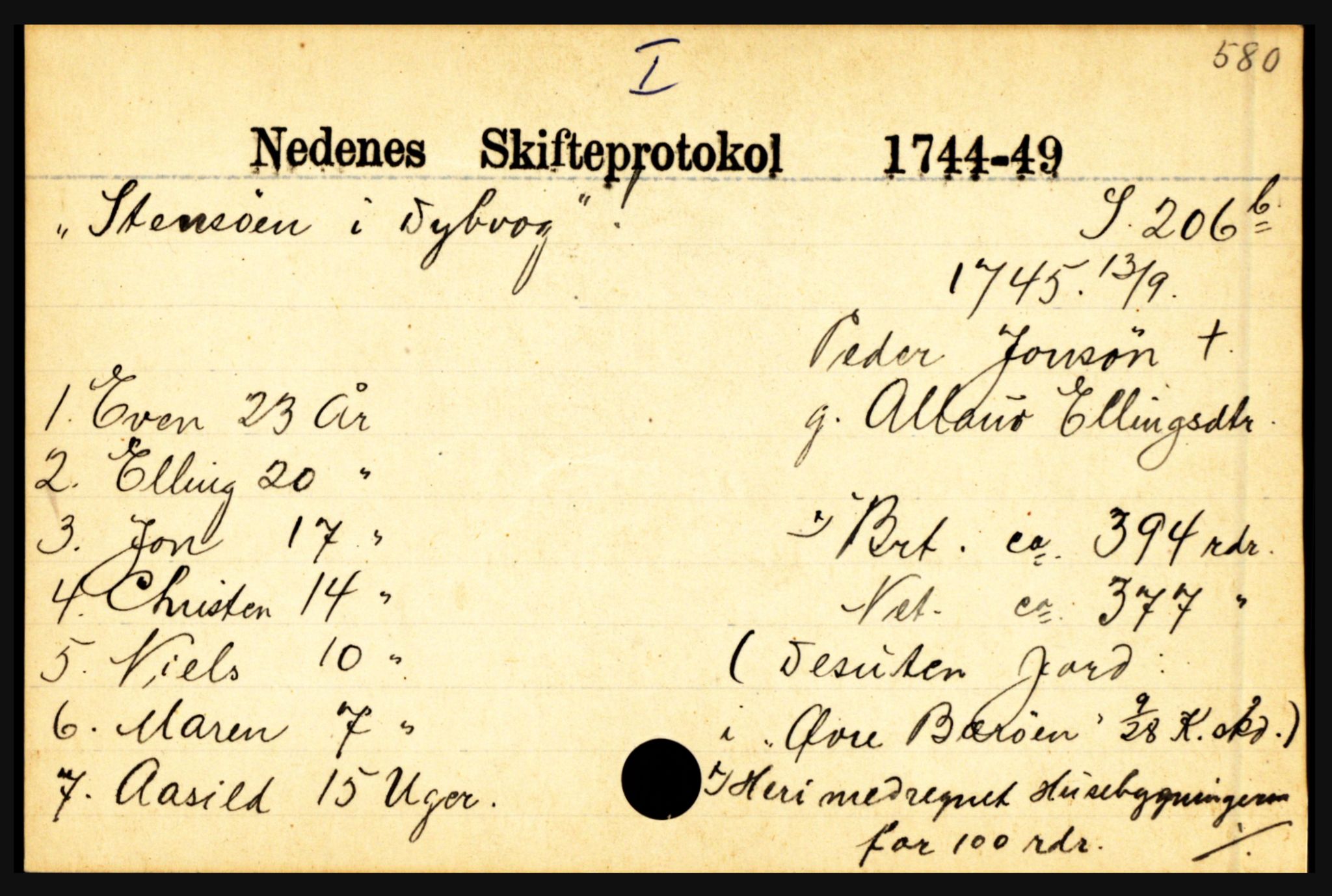 Nedenes sorenskriveri før 1824, AV/SAK-1221-0007/H, p. 28345