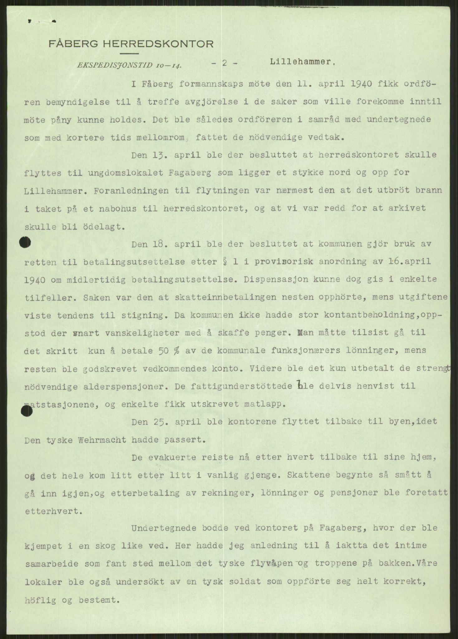 Forsvaret, Forsvarets krigshistoriske avdeling, AV/RA-RAFA-2017/Y/Ya/L0014: II-C-11-31 - Fylkesmenn.  Rapporter om krigsbegivenhetene 1940., 1940, p. 69