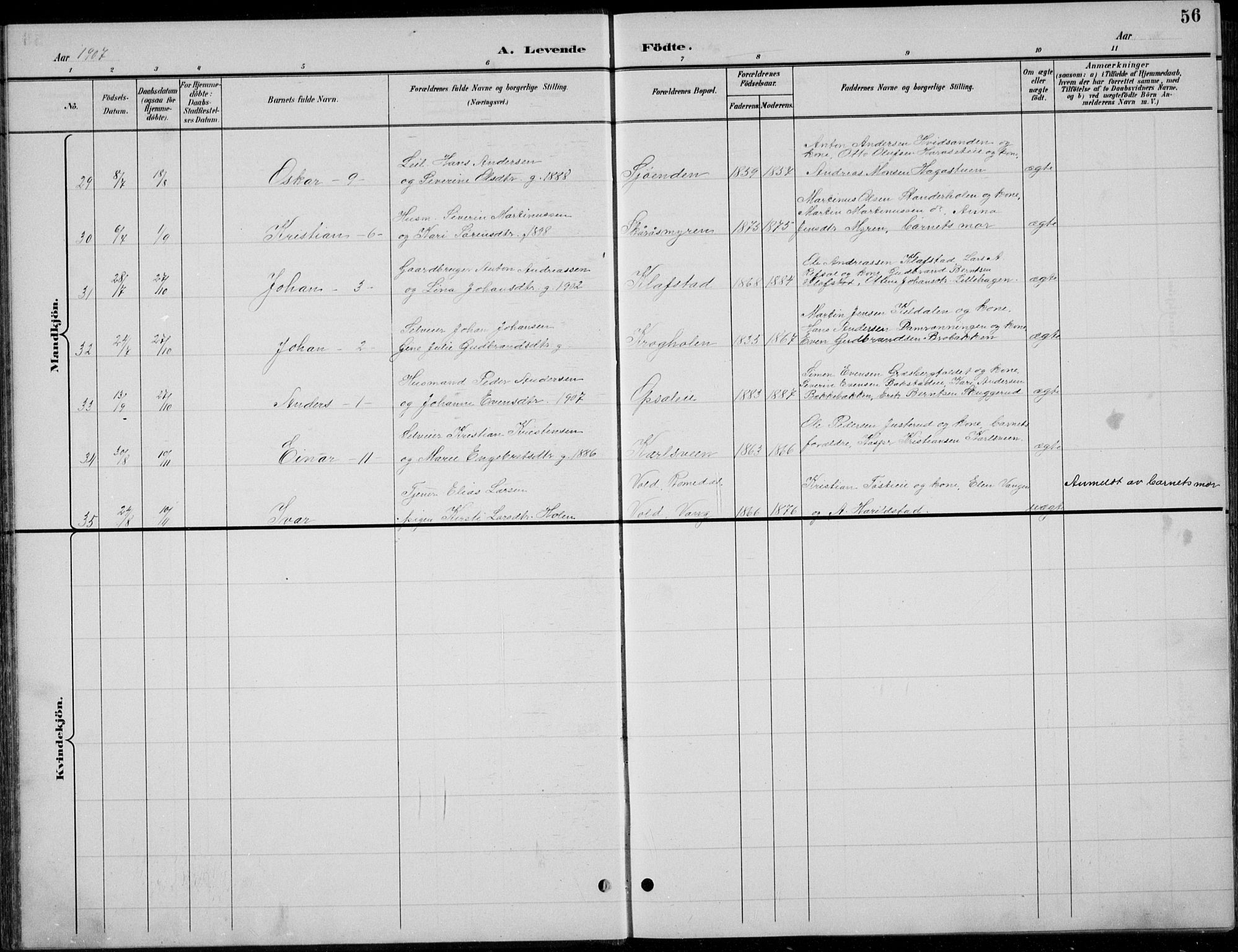 Romedal prestekontor, AV/SAH-PREST-004/L/L0013: Parish register (copy) no. 13, 1896-1937, p. 56