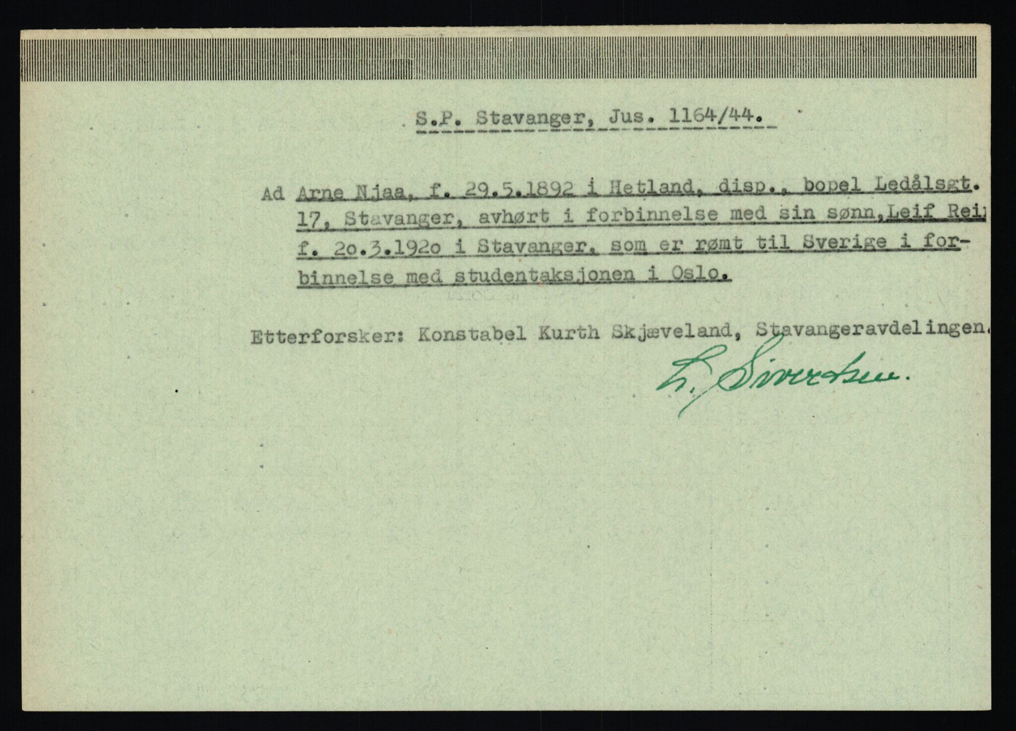 Statspolitiet - Hovedkontoret / Osloavdelingen, AV/RA-S-1329/C/Ca/L0011: Molberg - Nøstvold, 1943-1945, p. 3446