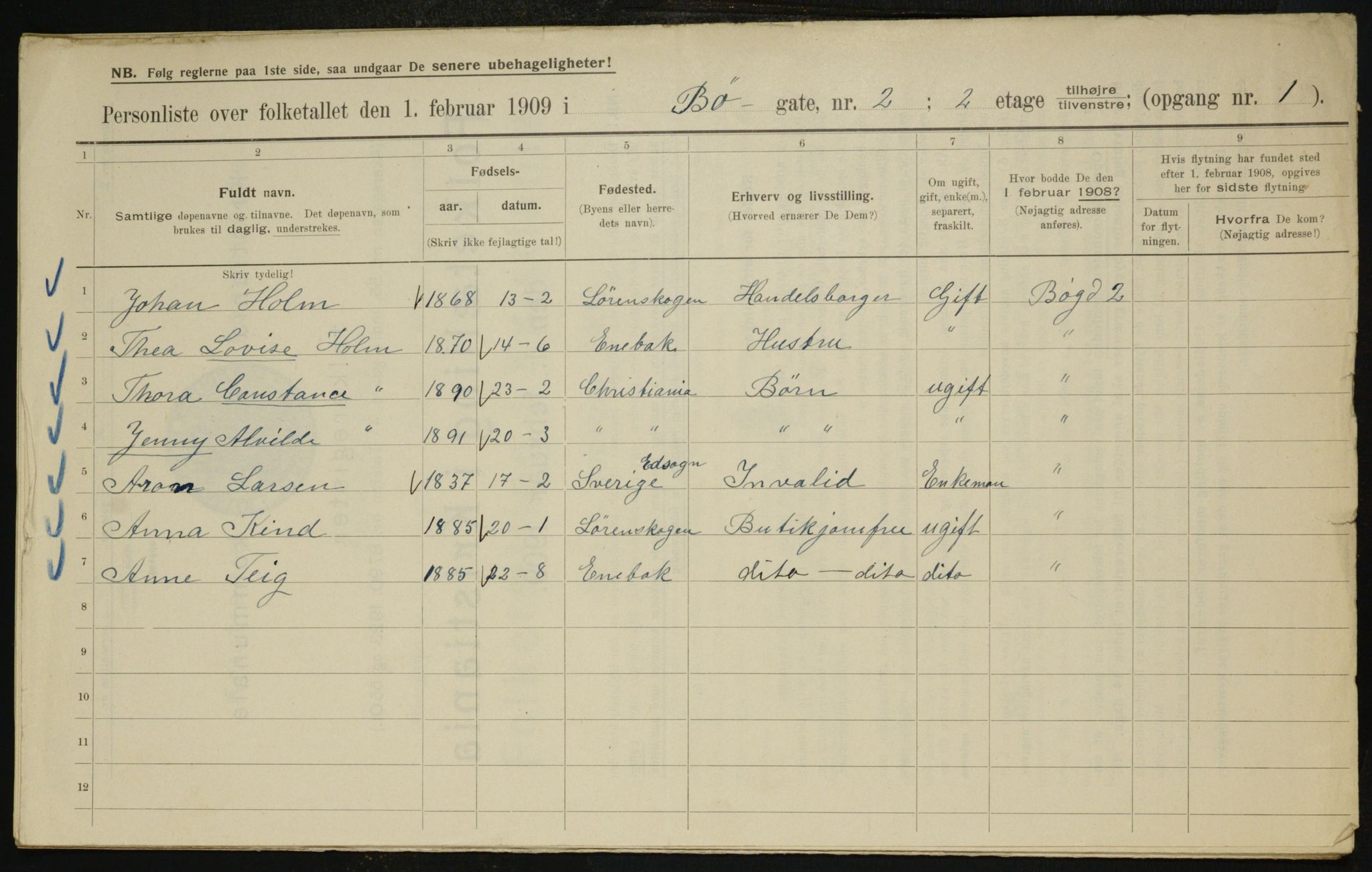 OBA, Municipal Census 1909 for Kristiania, 1909, p. 9999