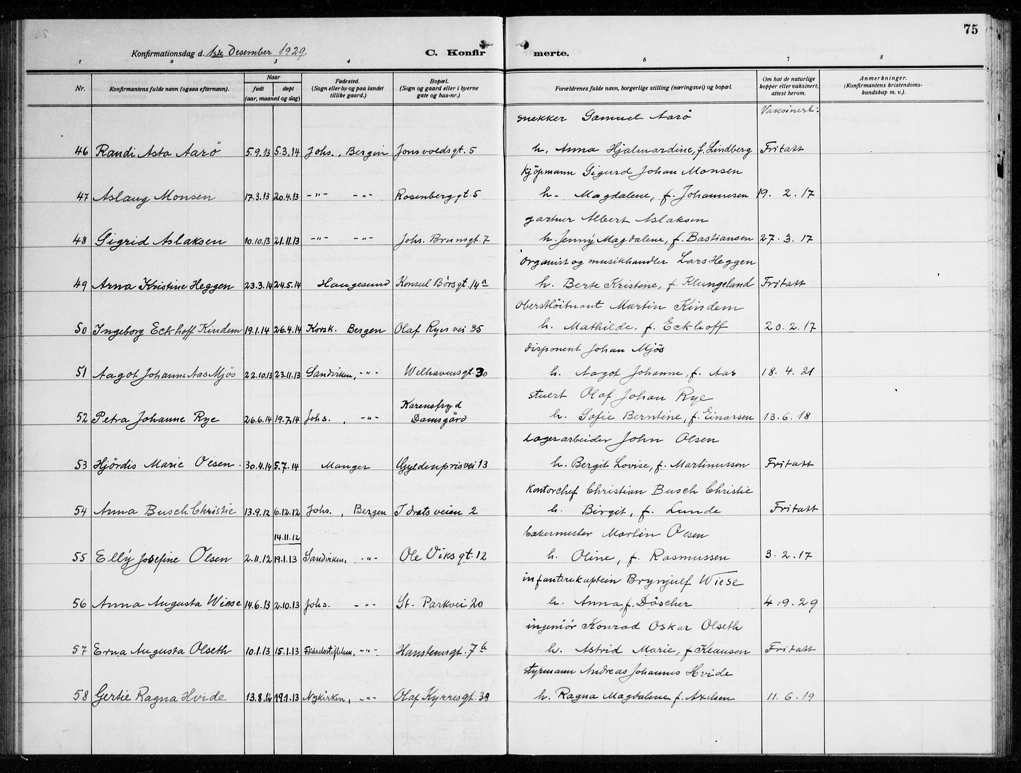 Johanneskirken sokneprestembete, AV/SAB-A-76001/H/Haa/L0010: Parish register (official) no. C 3, 1925-1935, p. 75